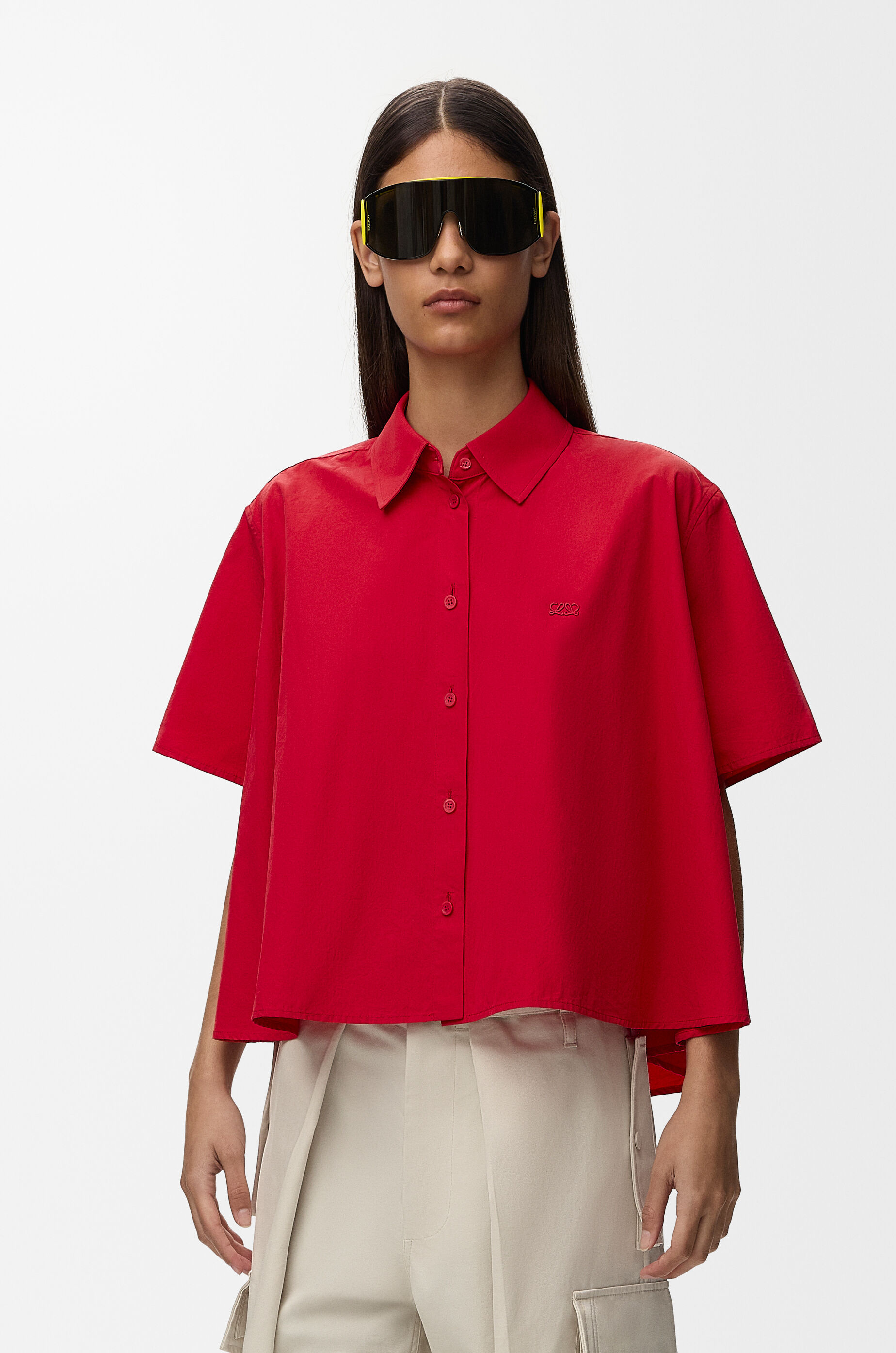 LOEWE Short sleeve trapeze shirt in cotton Red