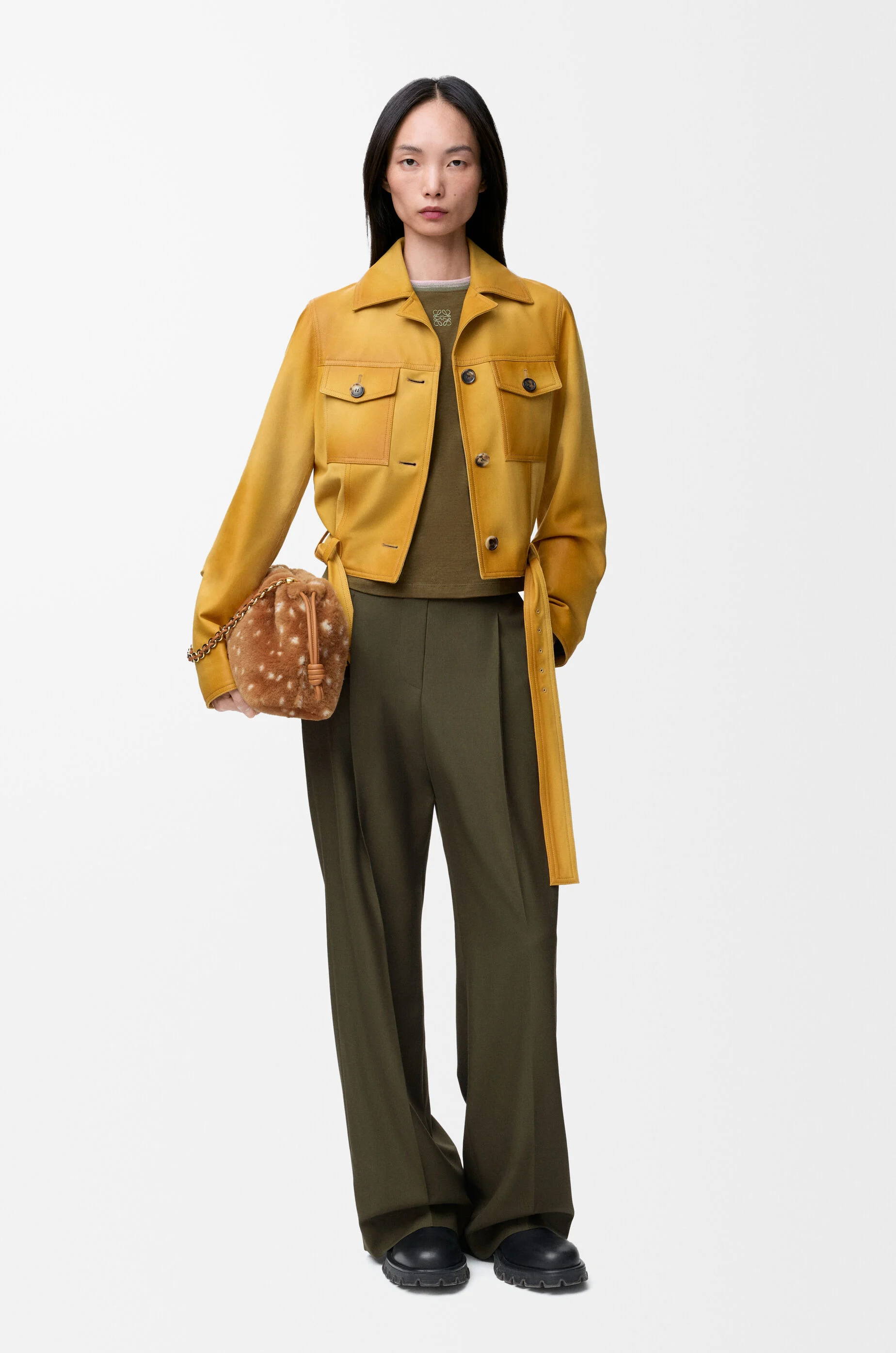 LOEWE Trousers in wool Khaki Green