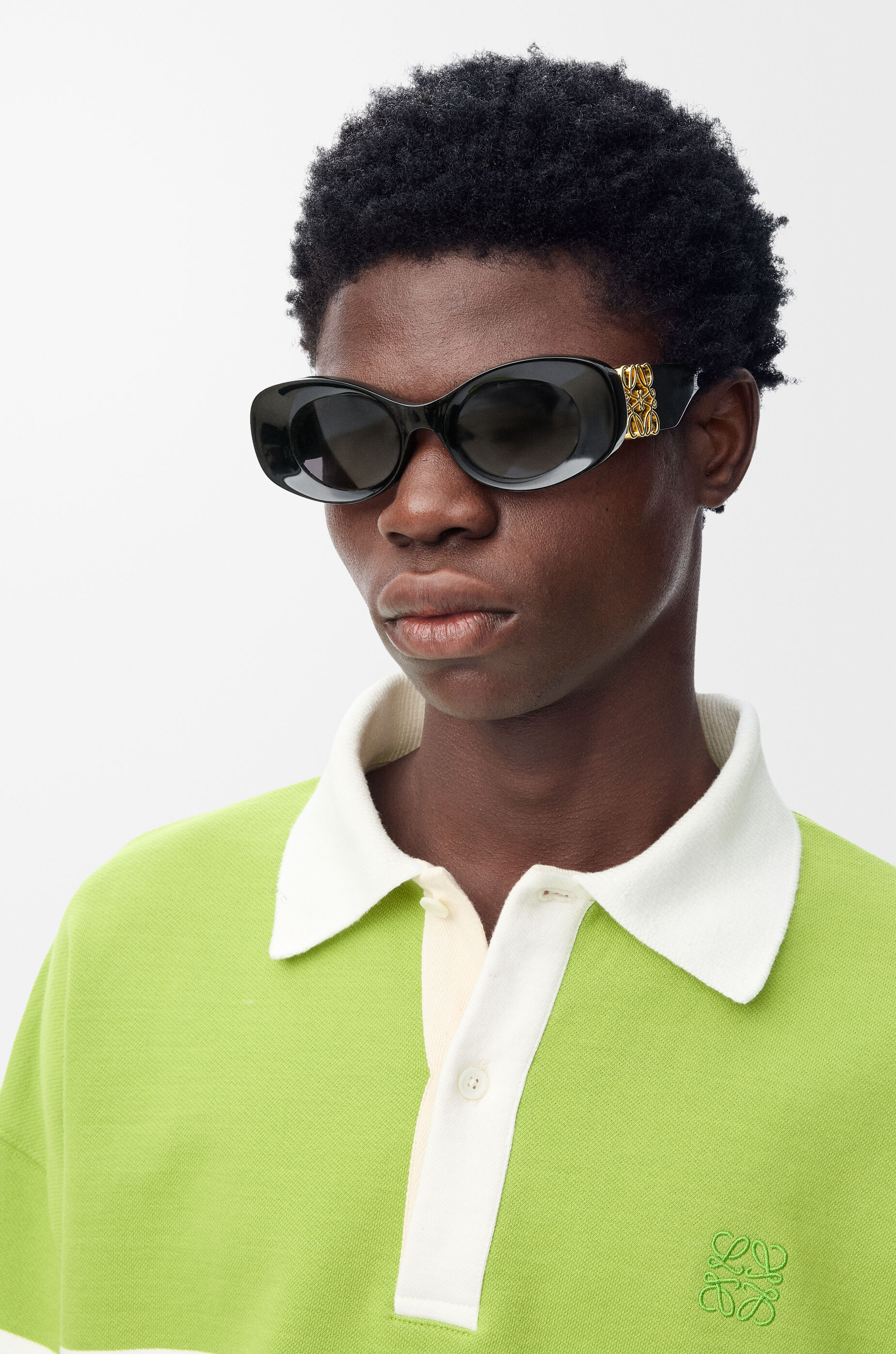 LOEWE Beveled Oval Maxi Anagram sunglasses Black