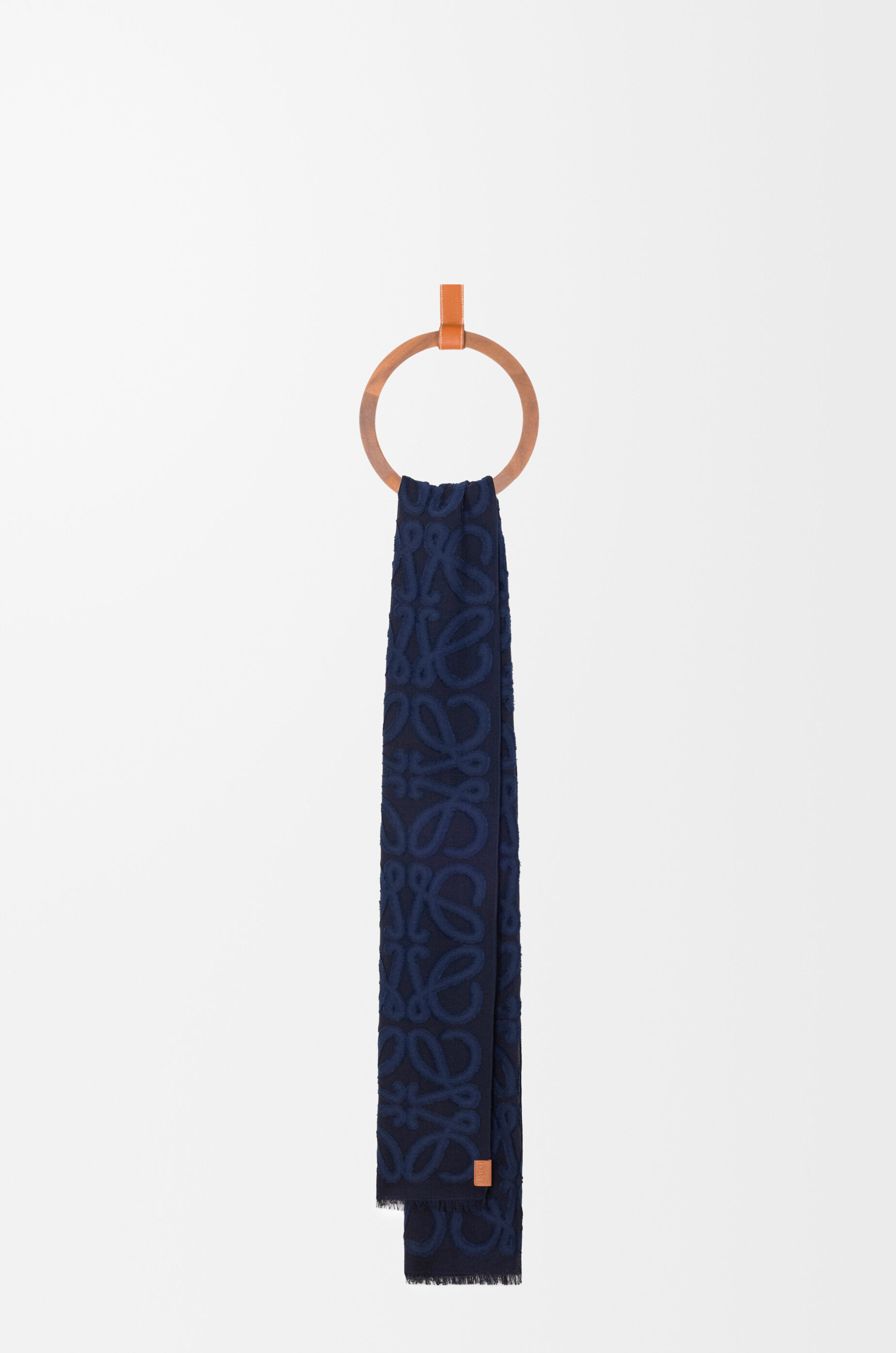 LOEWE Scarf in wool, cotton and silk blend Navy Blue