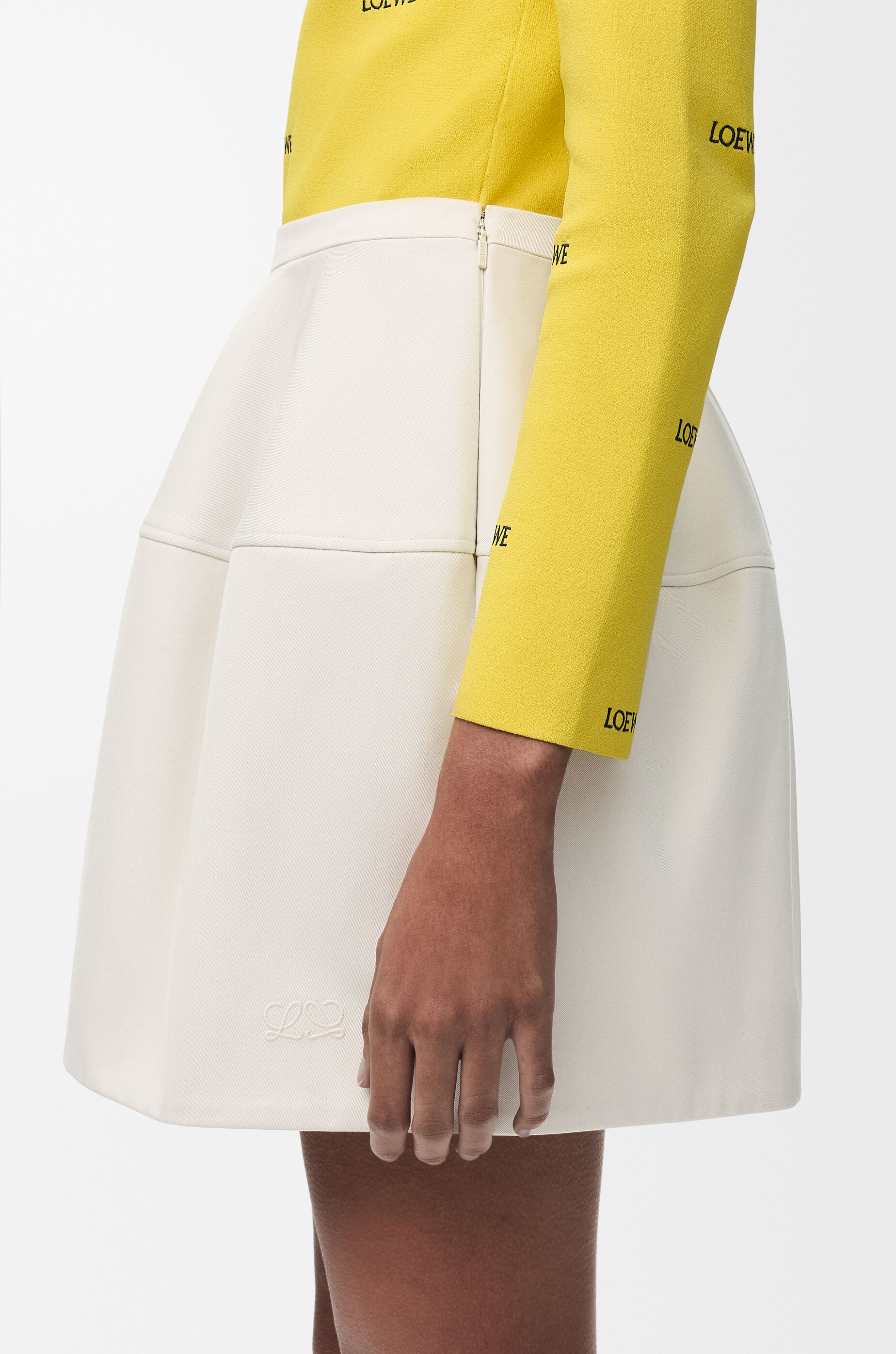 LOEWE Balloon skirt in cotton and silk Ivory