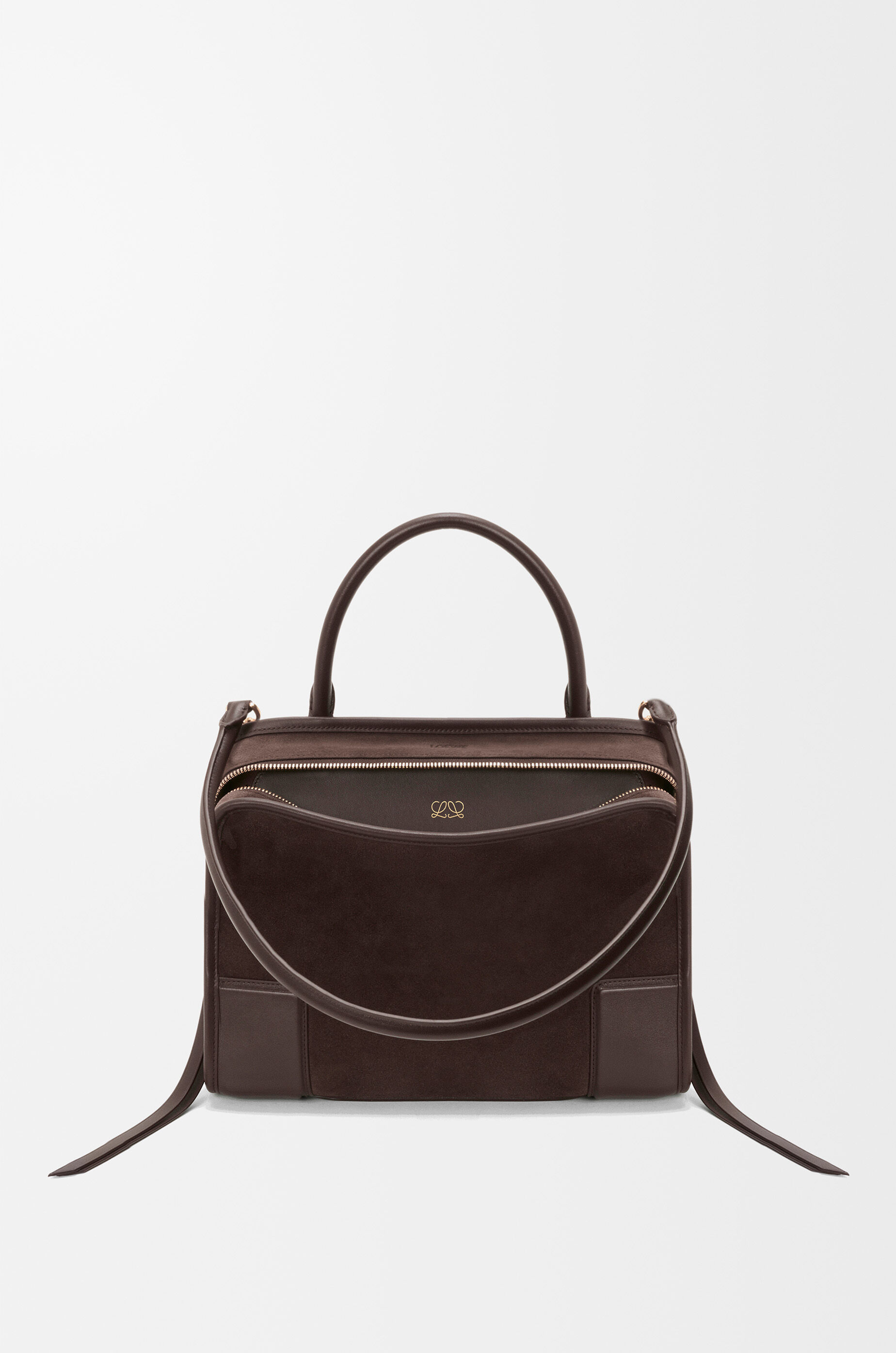 LOEWE Medium Amazona 180 bag in suede Dark Chestnut