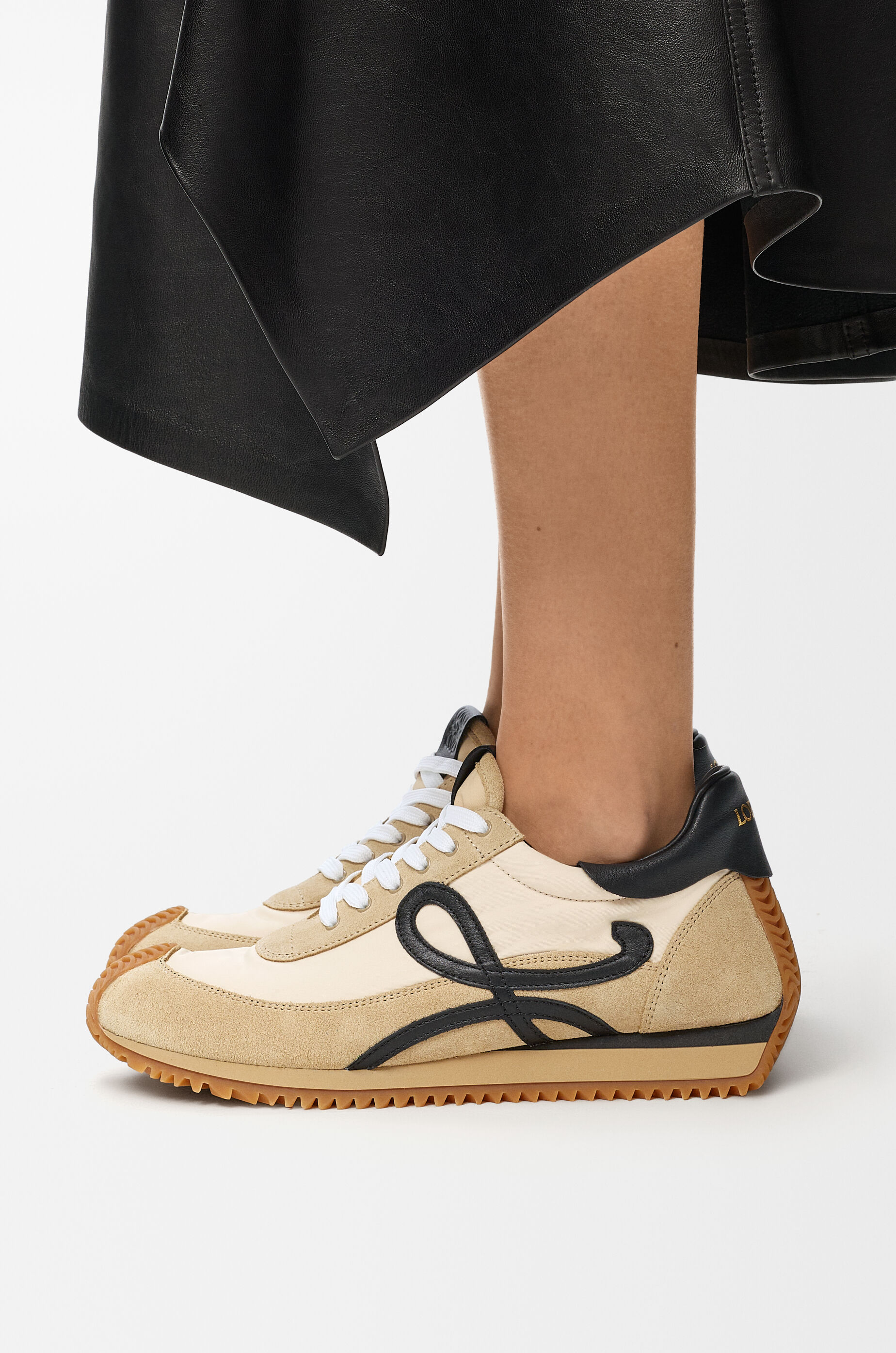 LOEWE Flow Runner in nylon and suede Gold/Black