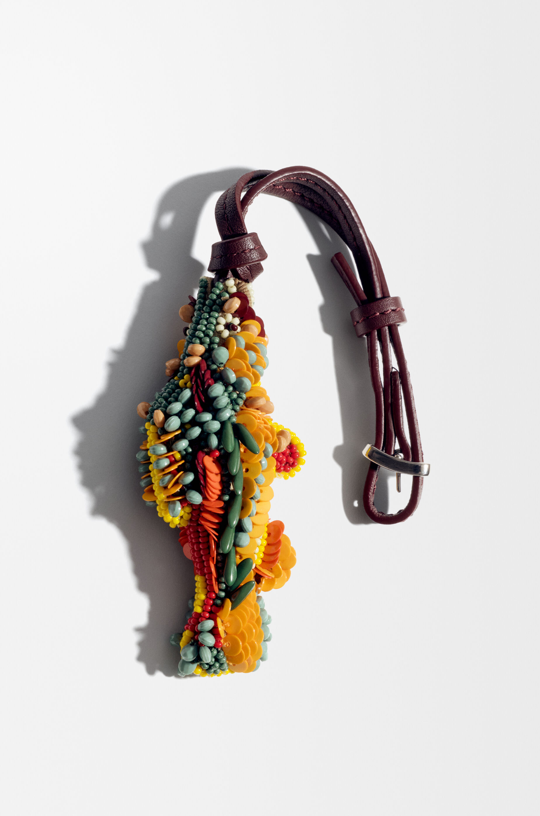 LOEWE Fish charm in felt, beads and calfskin Multicolor