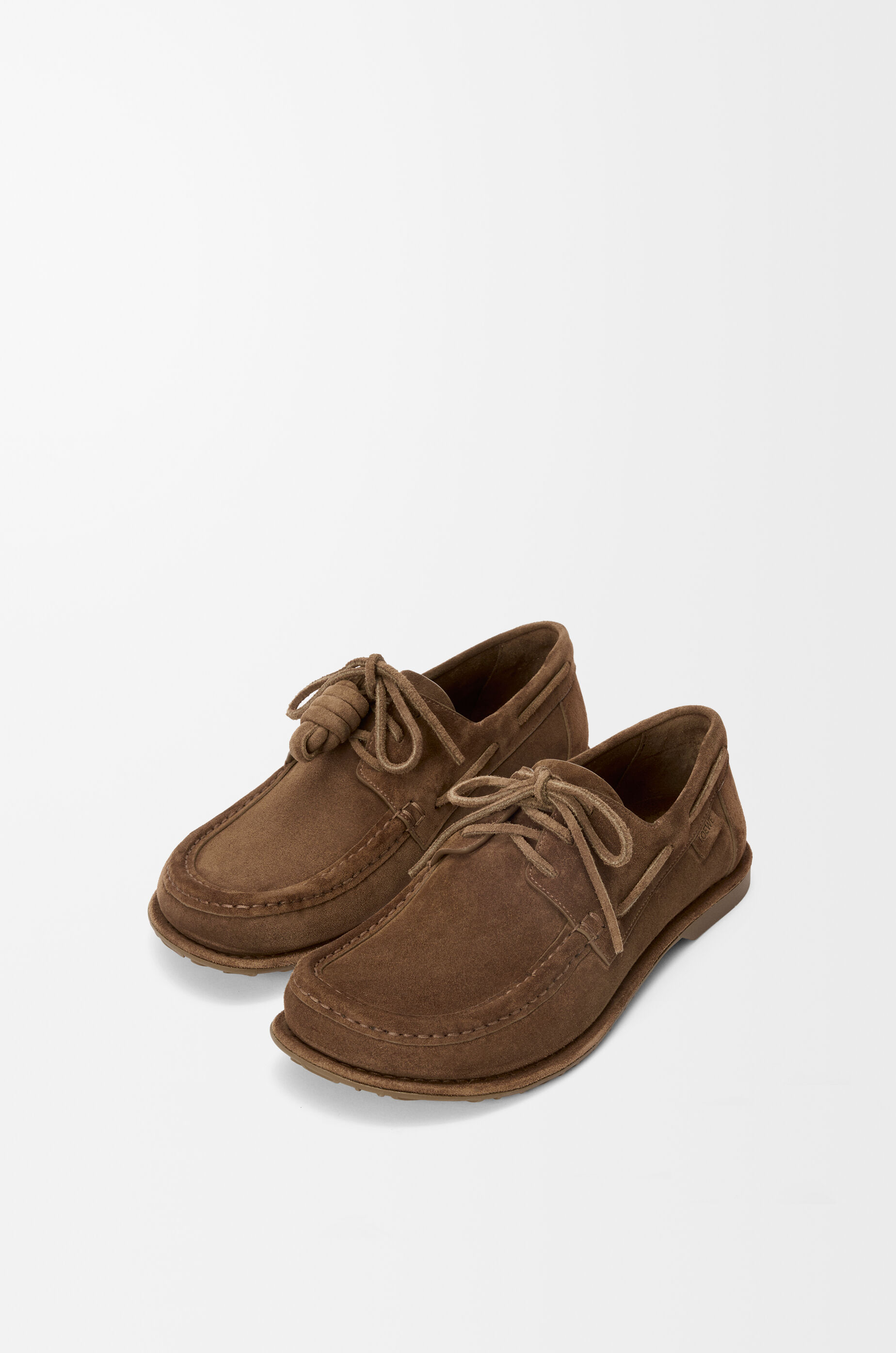 LOEWE Campo boat shoe in calfskin suede Brown