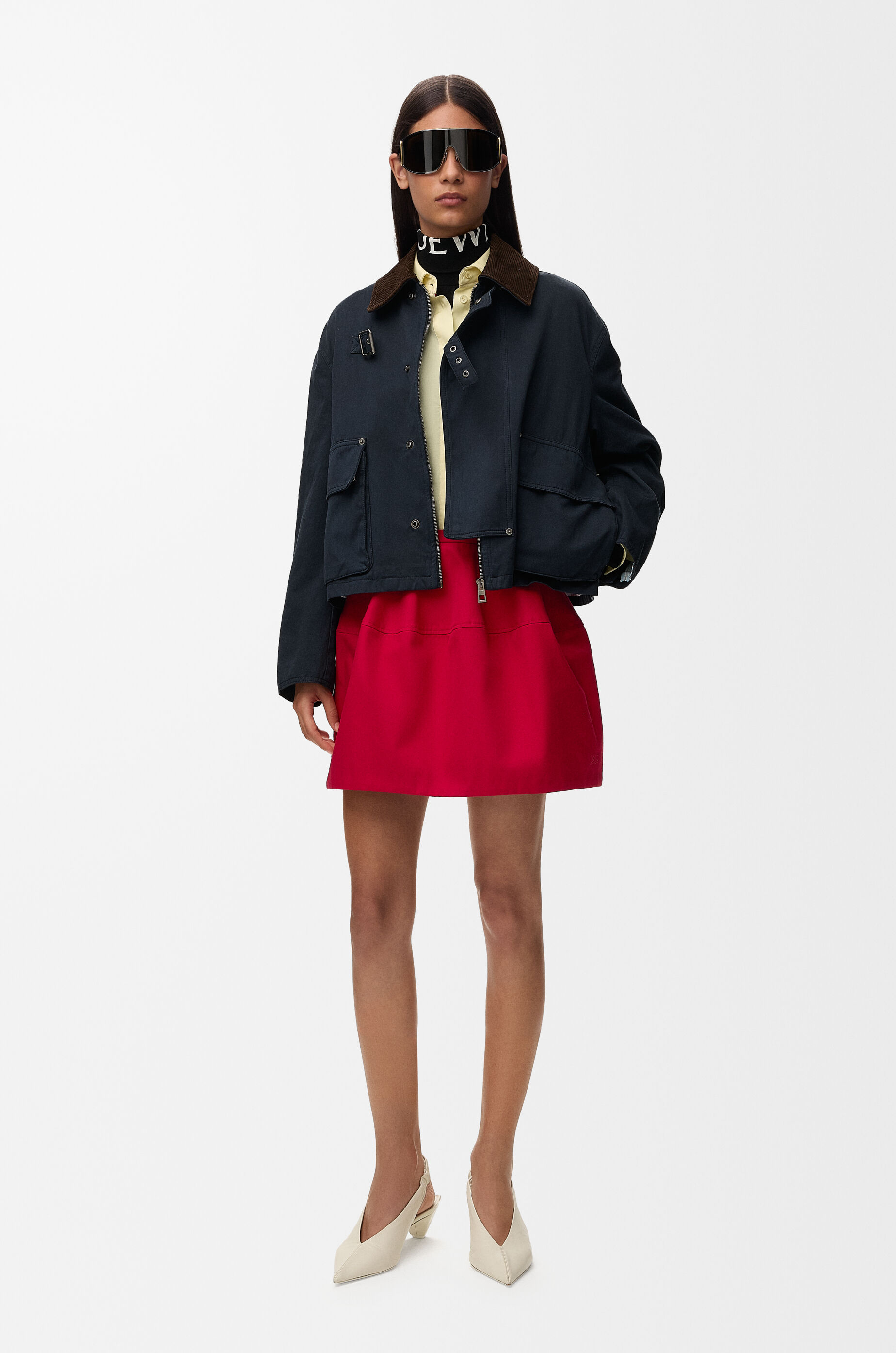 LOEWE Balloon skirt in cotton and silk Red