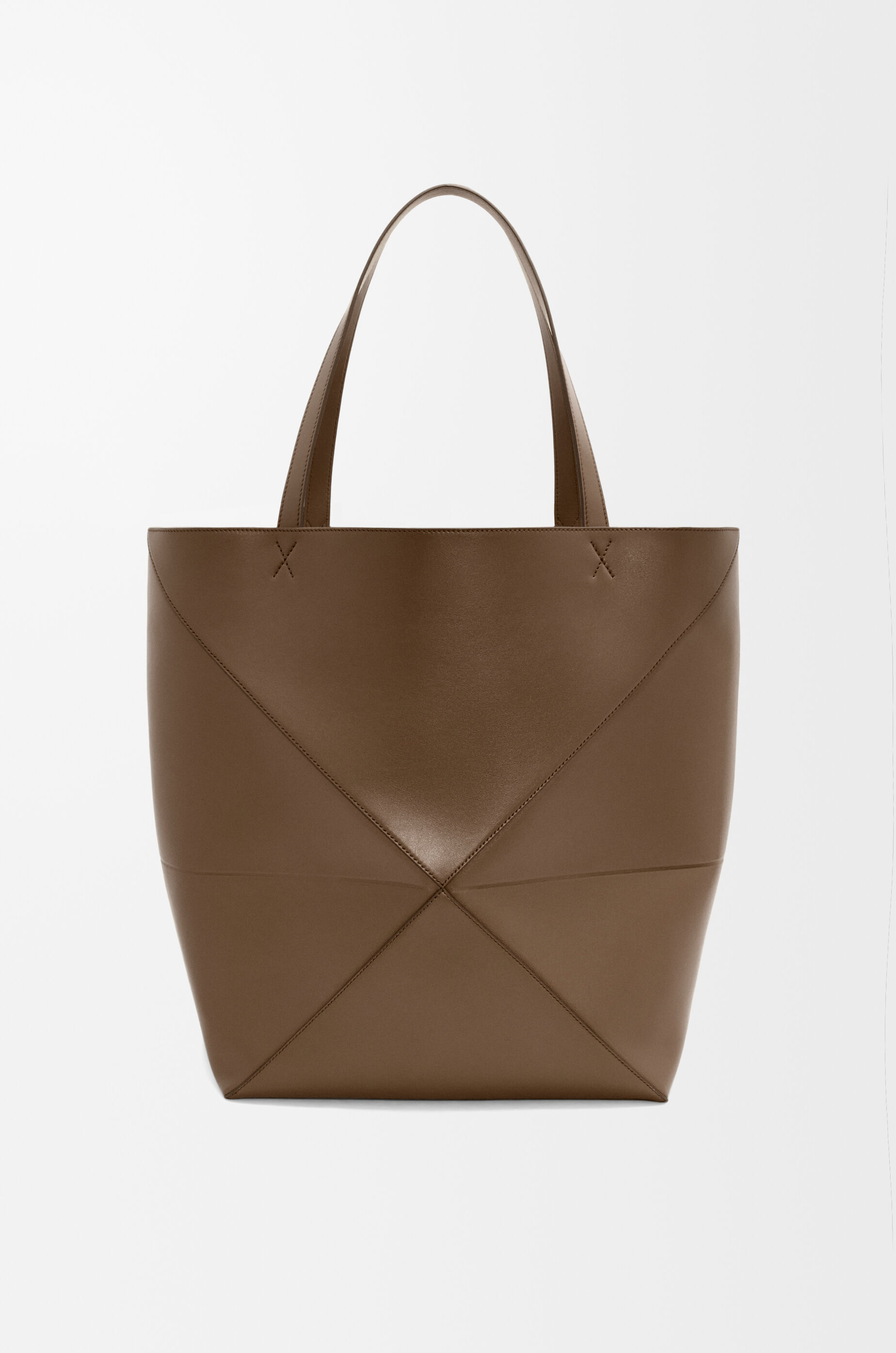 LOEWE XL Puzzle Fold tote in shiny calfskin Umber