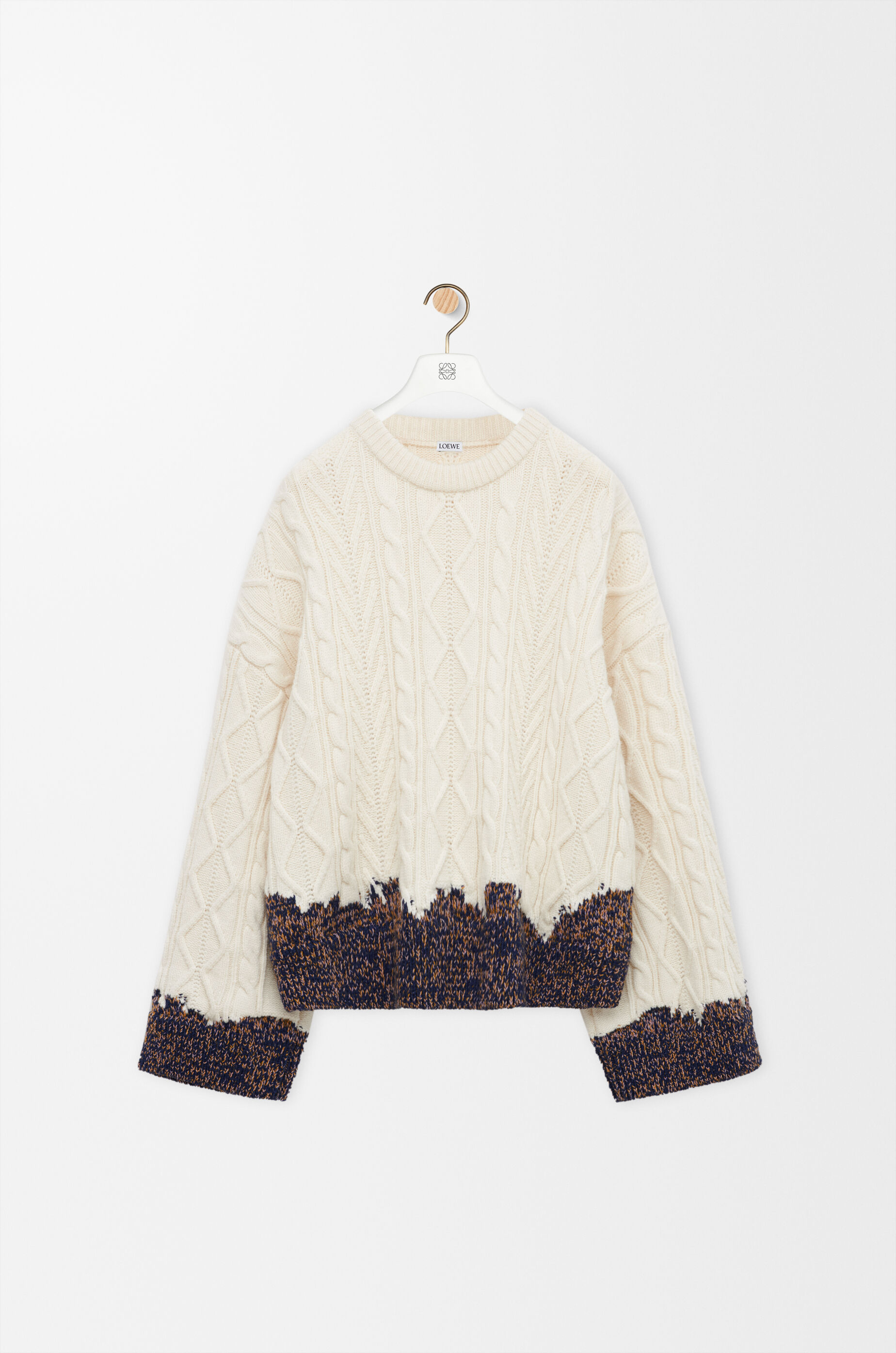 LOEWE Sweater in wool Ecru/Brown