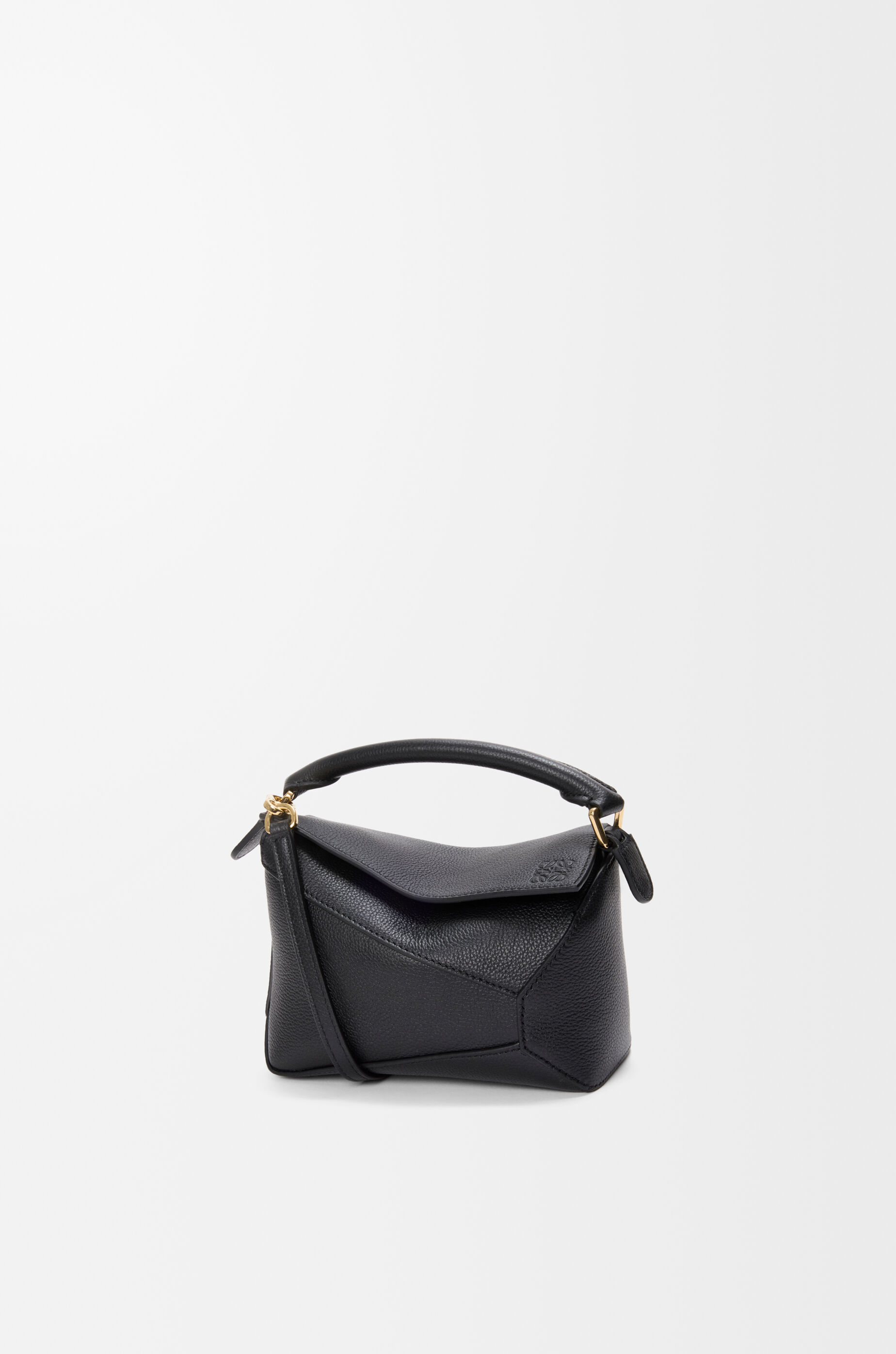 LOEWE Mini Puzzle Edge bag in soft grained calfskin Black
