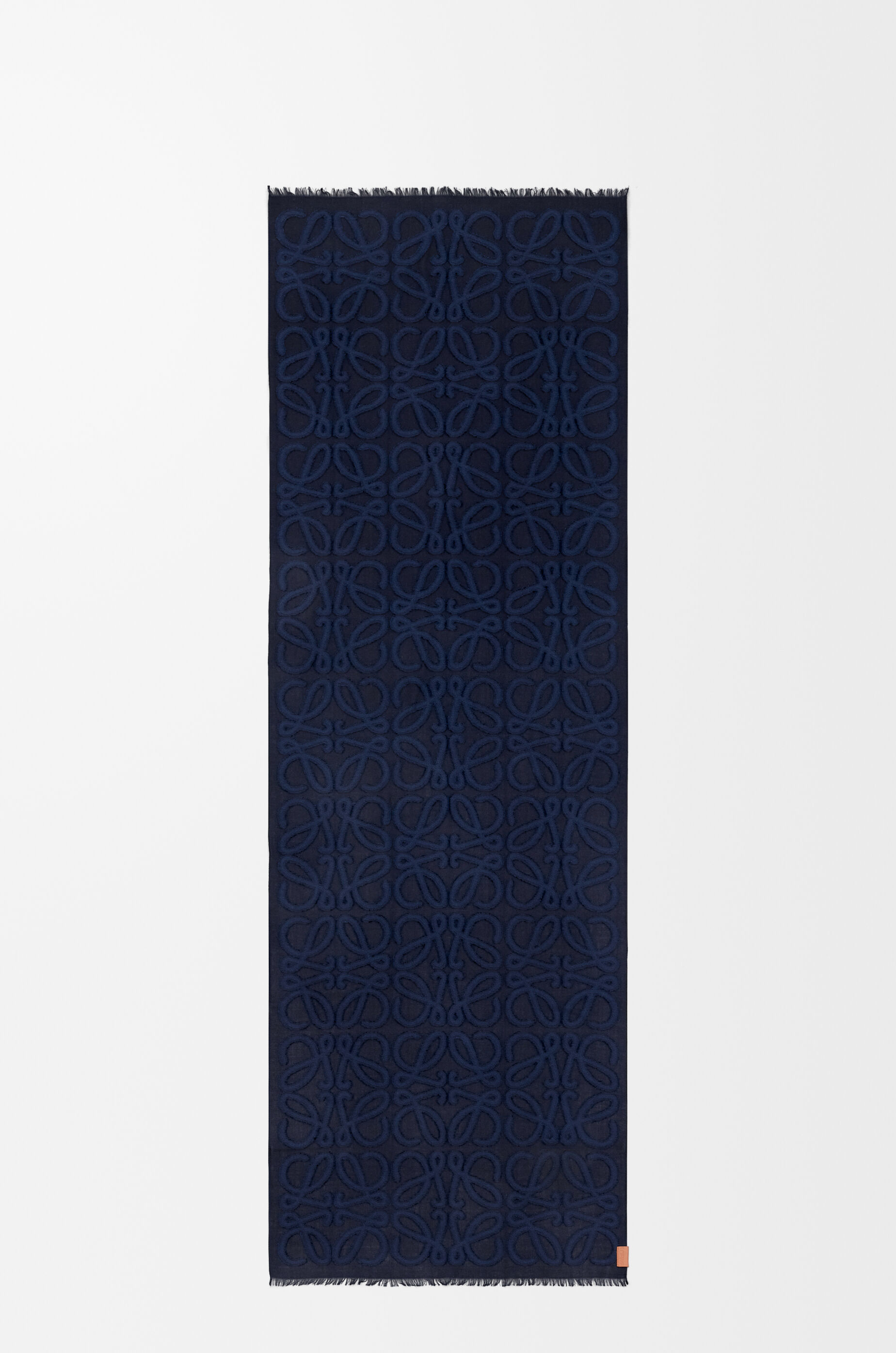 LOEWE Scarf in wool, cotton and silk blend Navy Blue