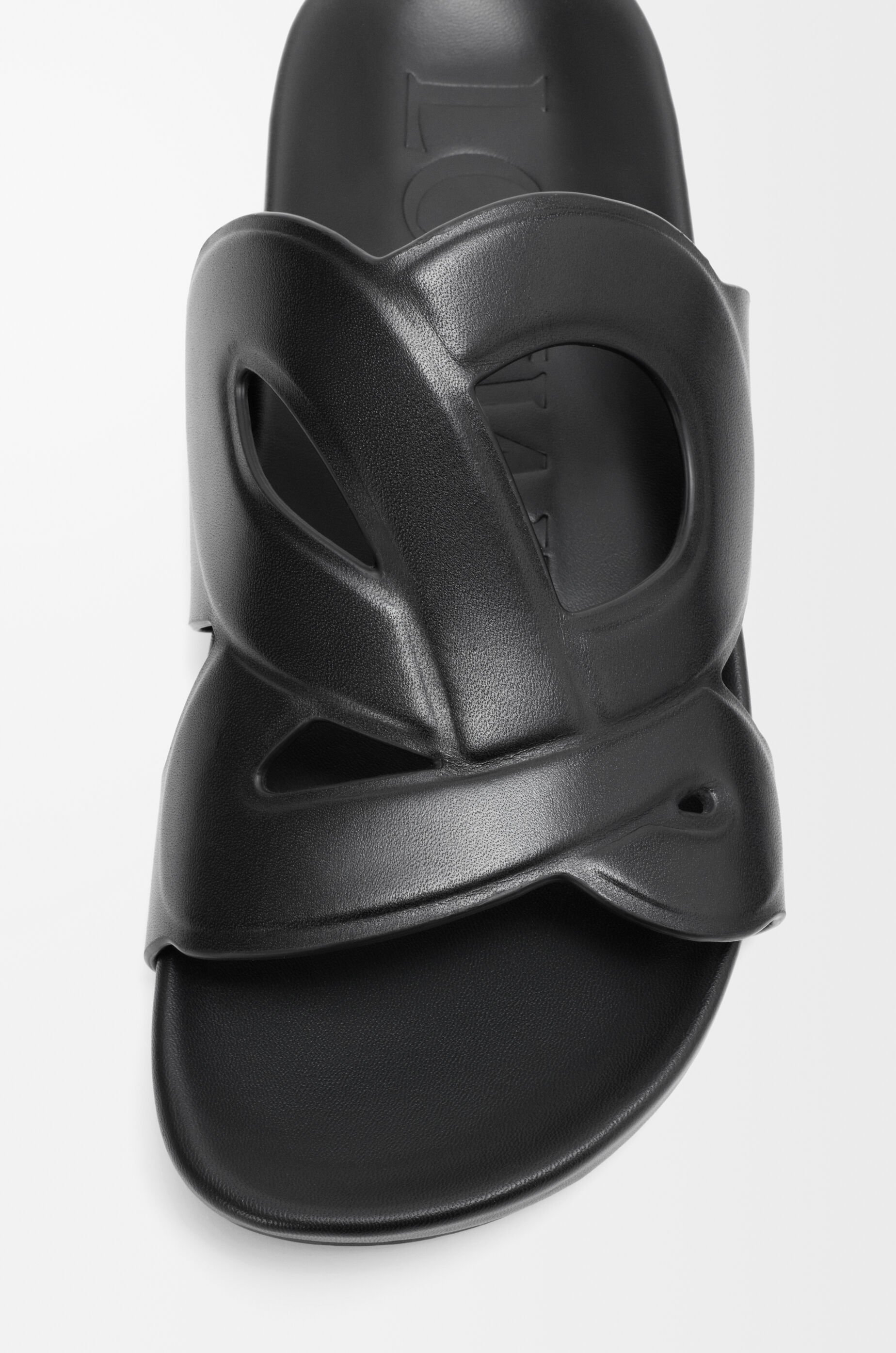 LOEWE Ease Monogram slide in vegetable-tanned calfskin Black