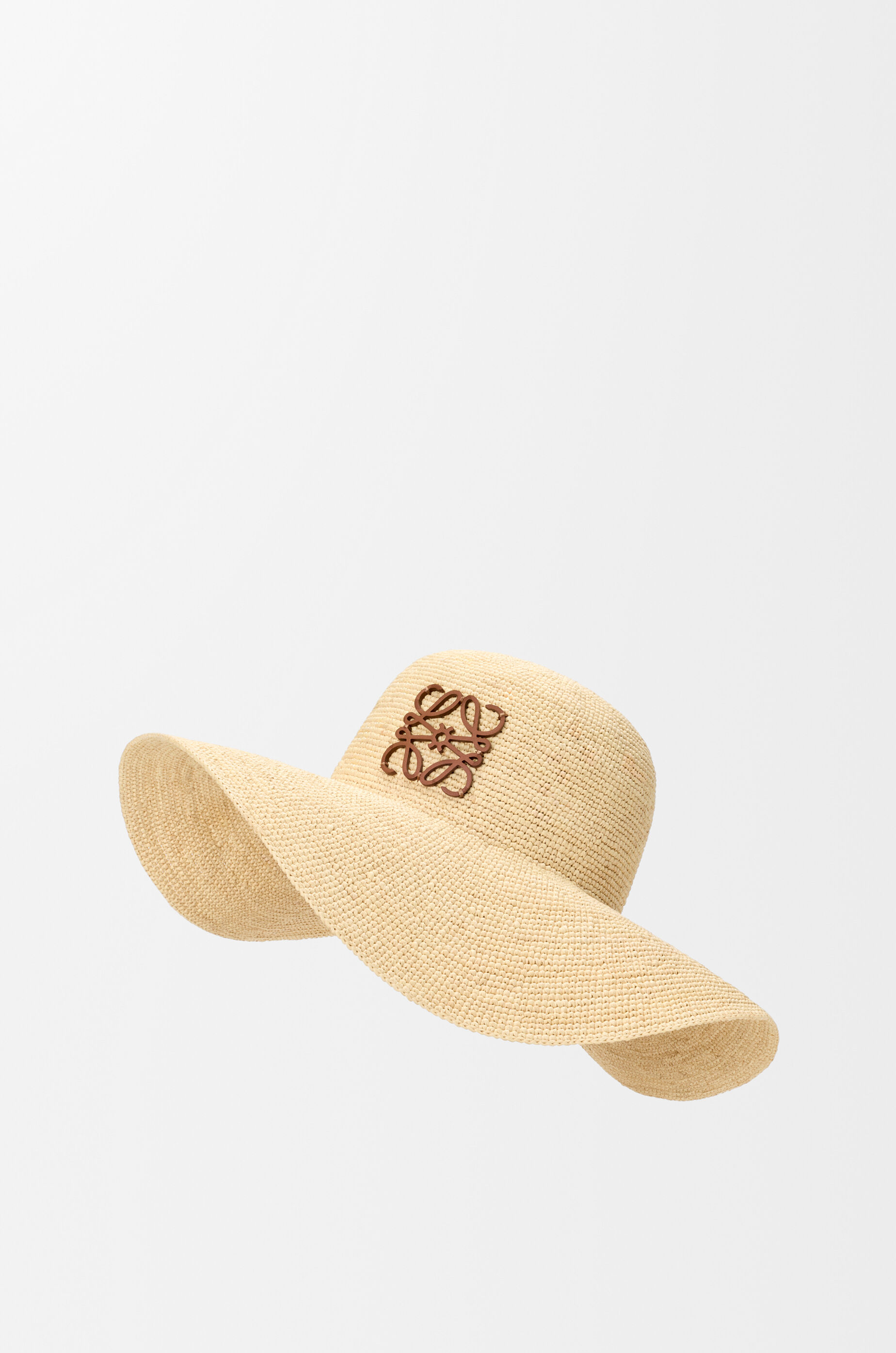 LOEWE Sun hat in raffia and calfskin Natural