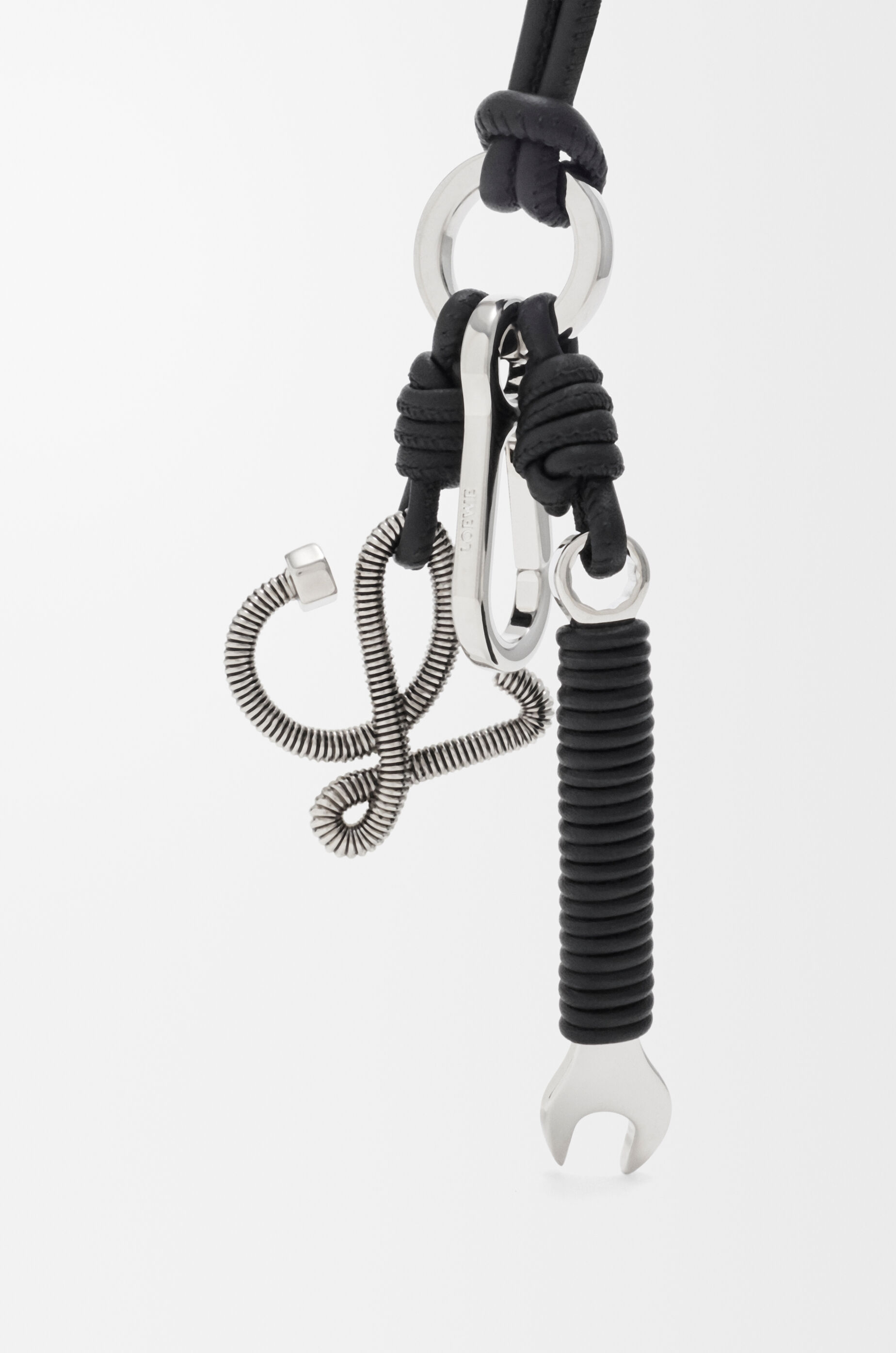 LOEWE Multi tool charm in brass and calfskin Black