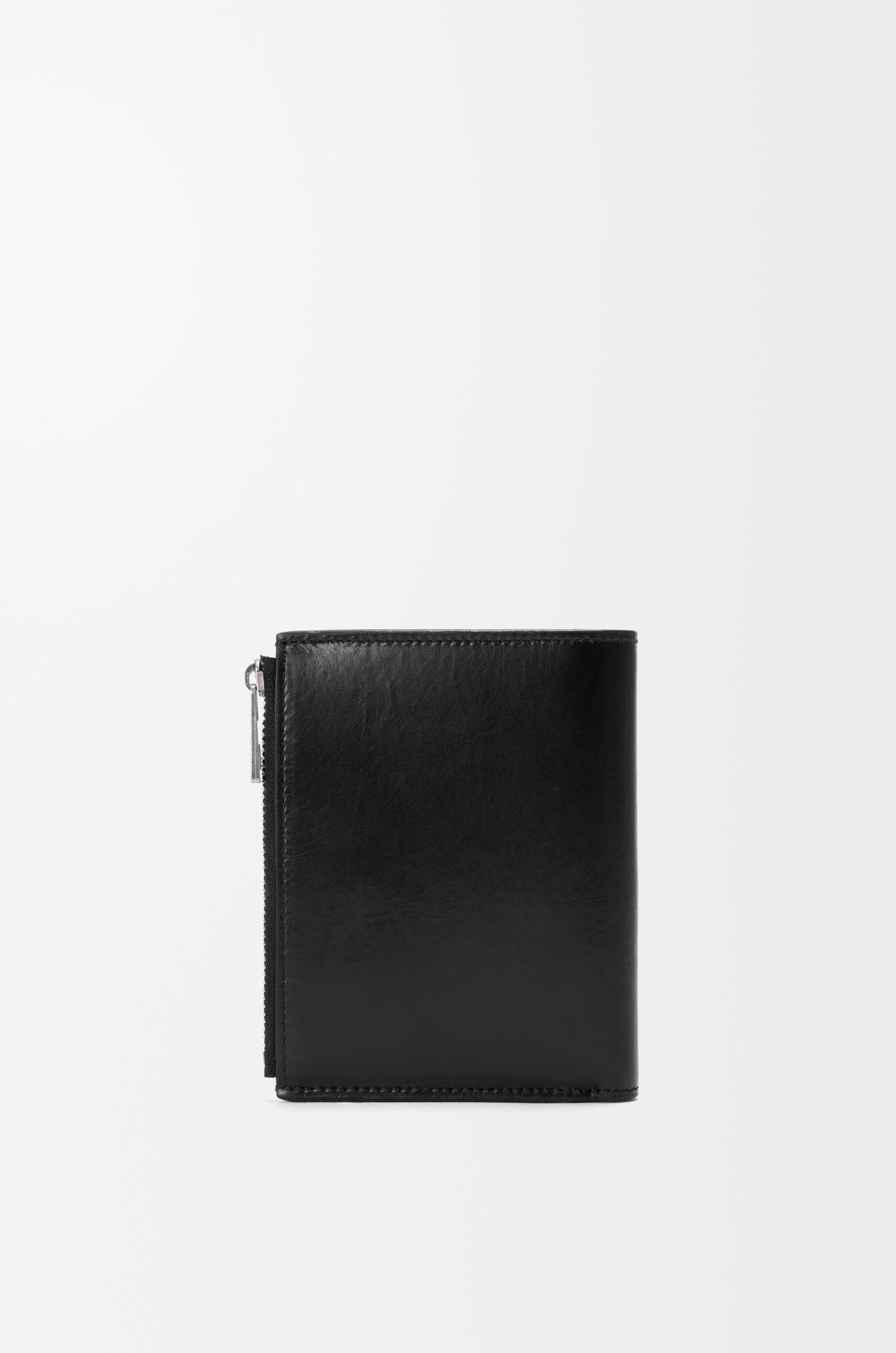 LOEWE Switch slim compact wallet in supple grained calfskin and suede Black/Espresso