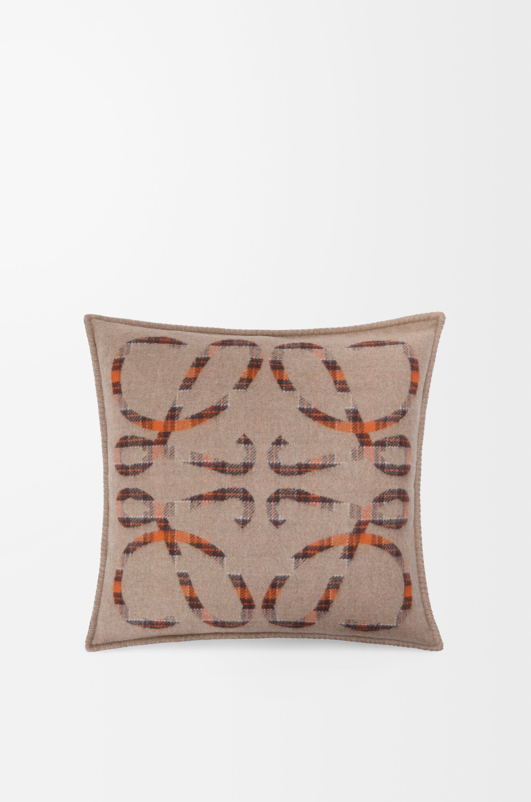 LOEWE Cushion in wool and cashmere Beige/Orange