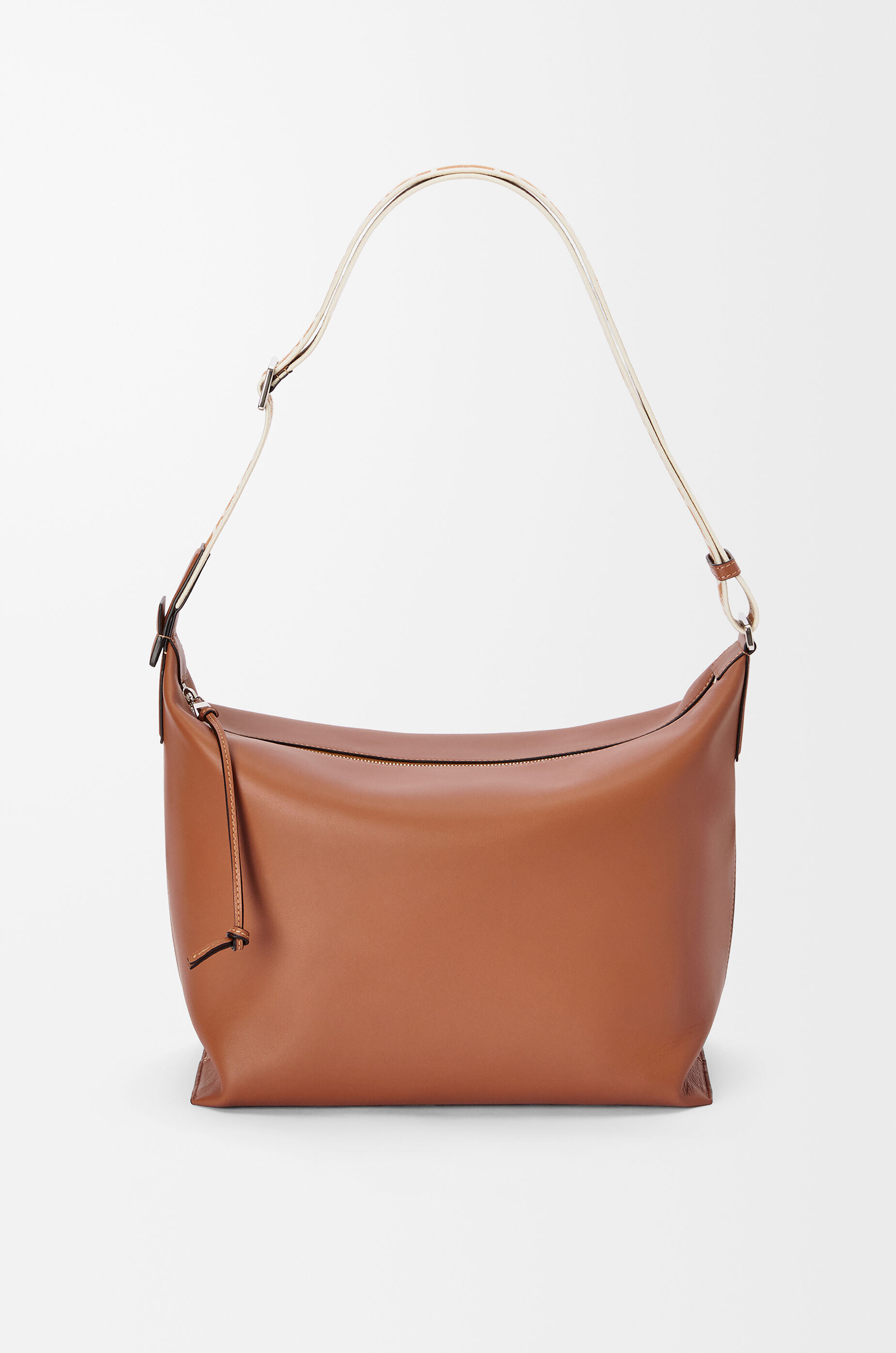 LOEWE Cubi Crossbody bag in supple smooth calfskin and jacquard Tan