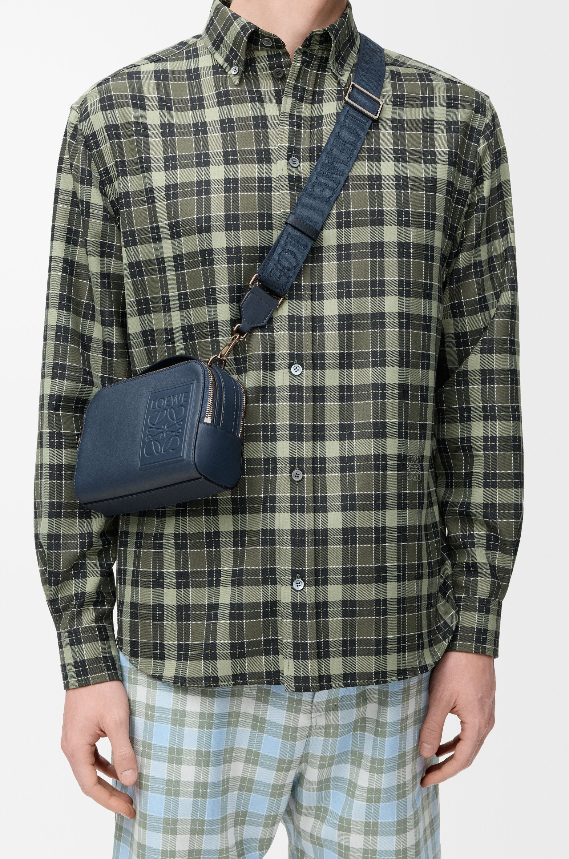 LOEWE Mini crossbody camera bag in satin calfskin Indigo Dye
