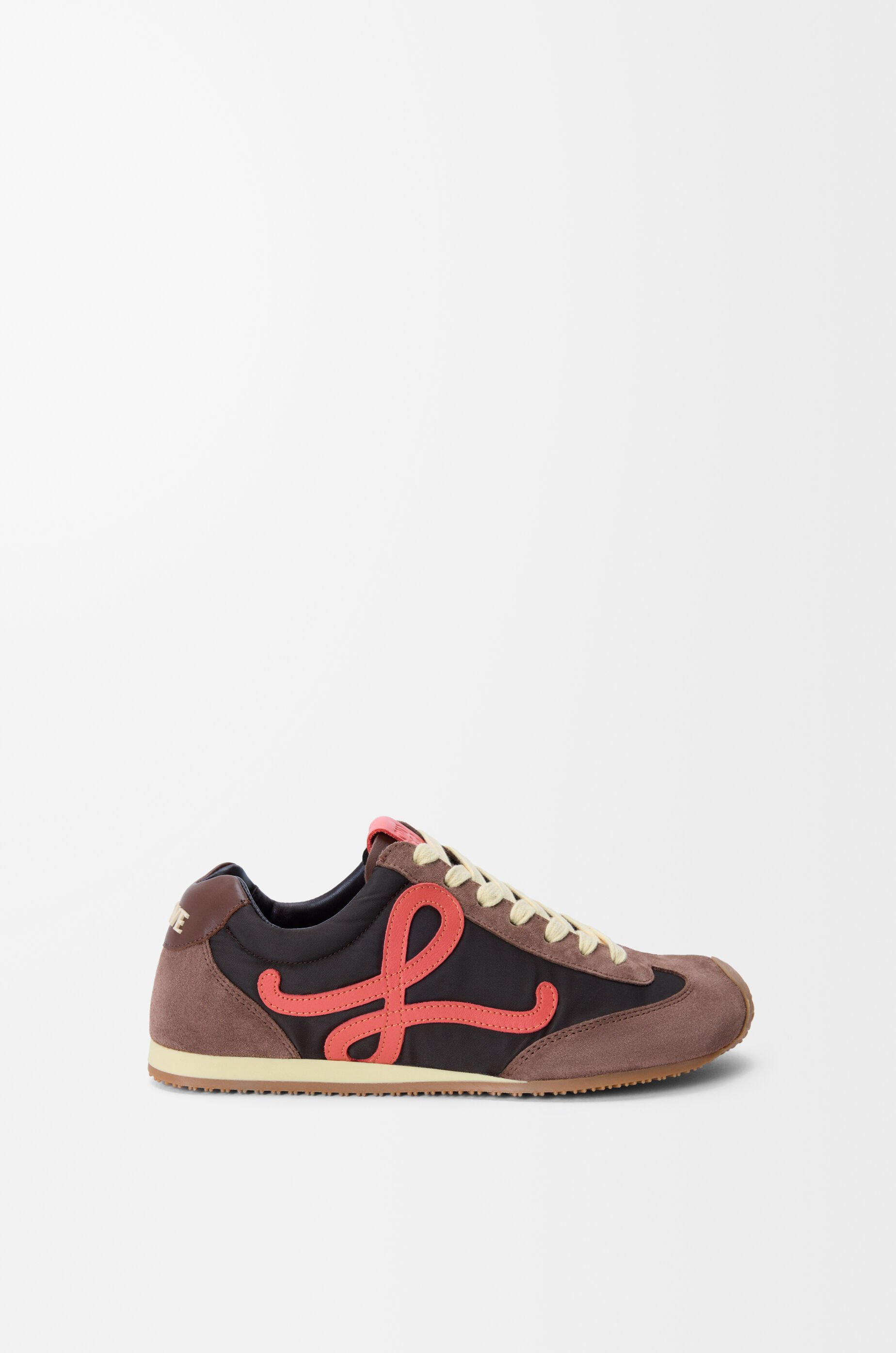 LOEWE Ballet Runner 2.0 in nylon and calfskin Chocolate/Coral/Yellow