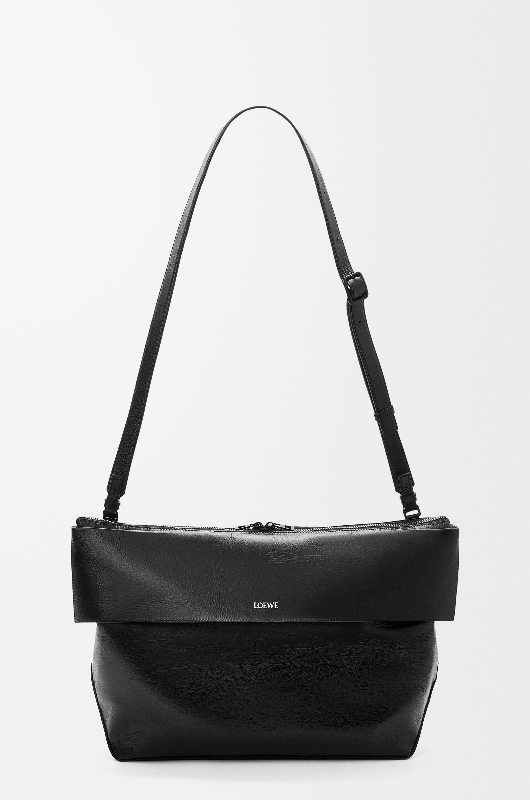 LOEWE Large Switch tote in paper calf and suede Black/Espresso