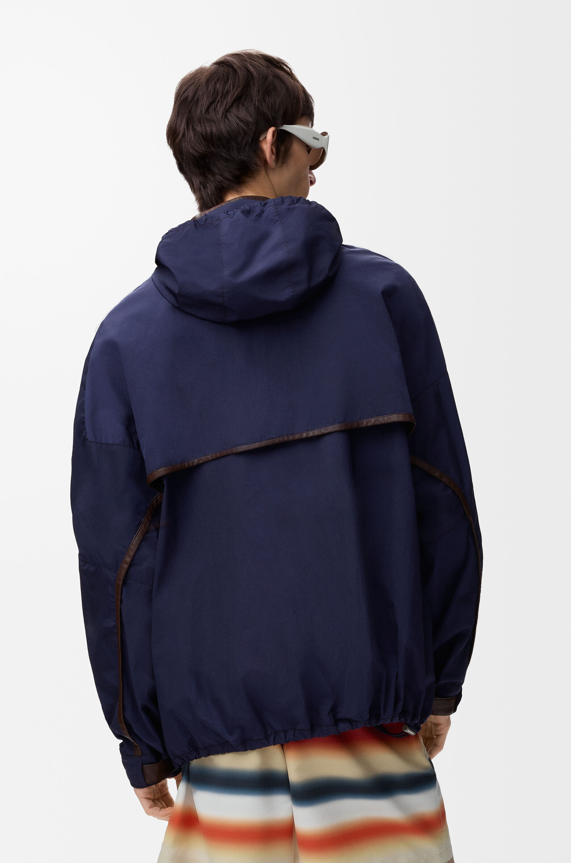 LOEWE Hooded jacket in technical shell Navy/Brown