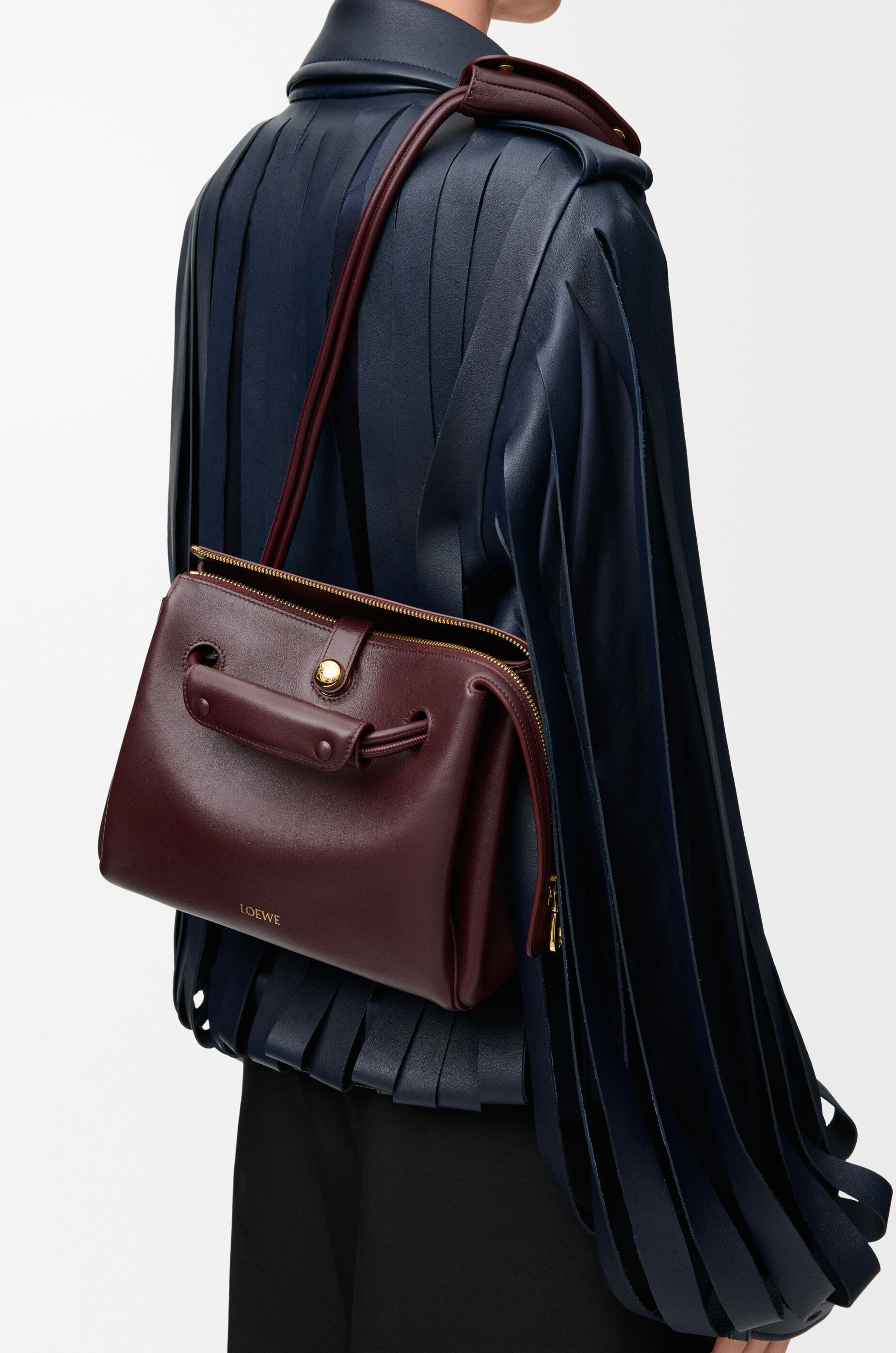 LOEWE Small Madrid bag in supple calfskin Dark Burgundy