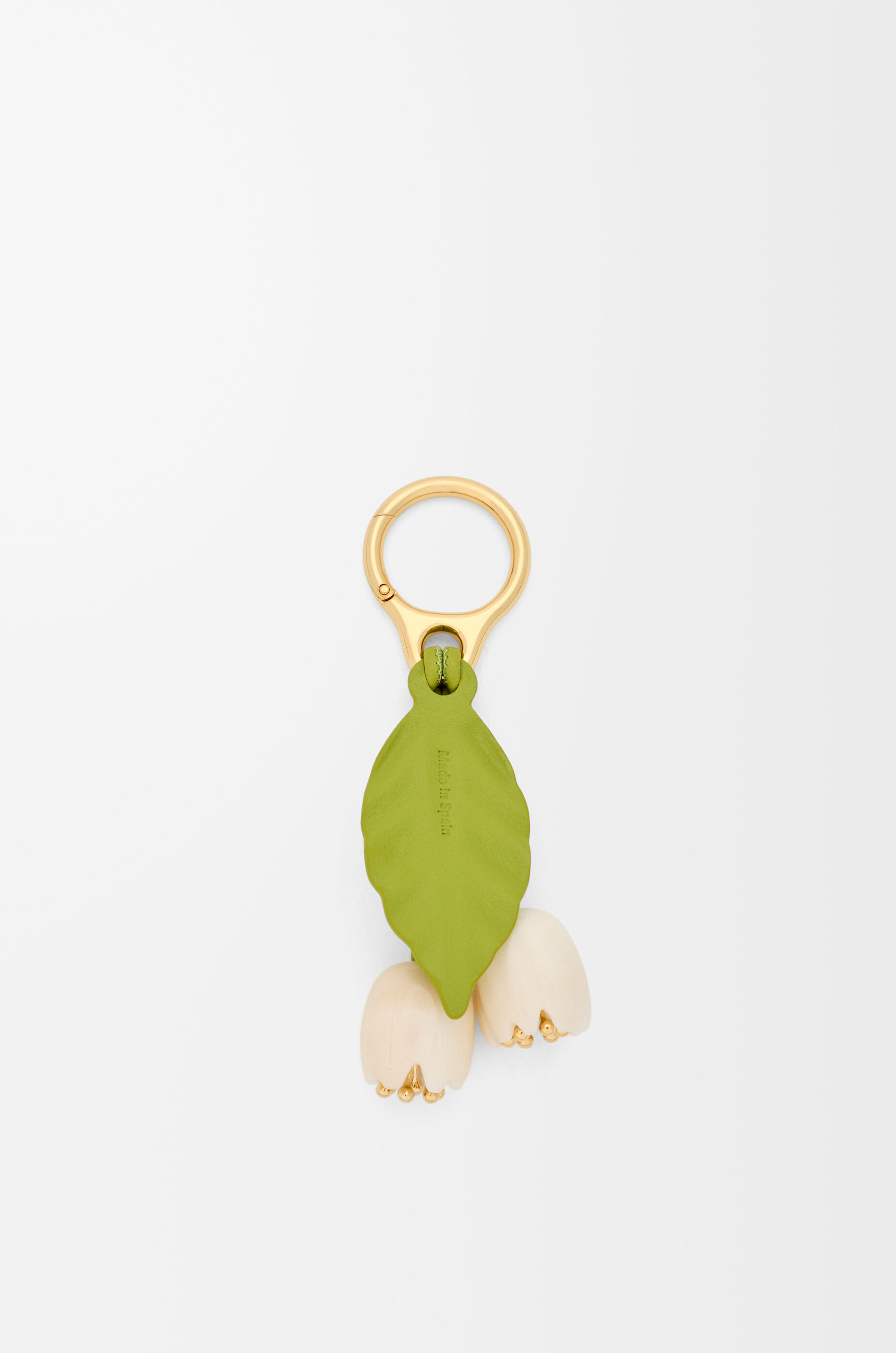 LOEWE Flower charm in classic calfskin White/Green
