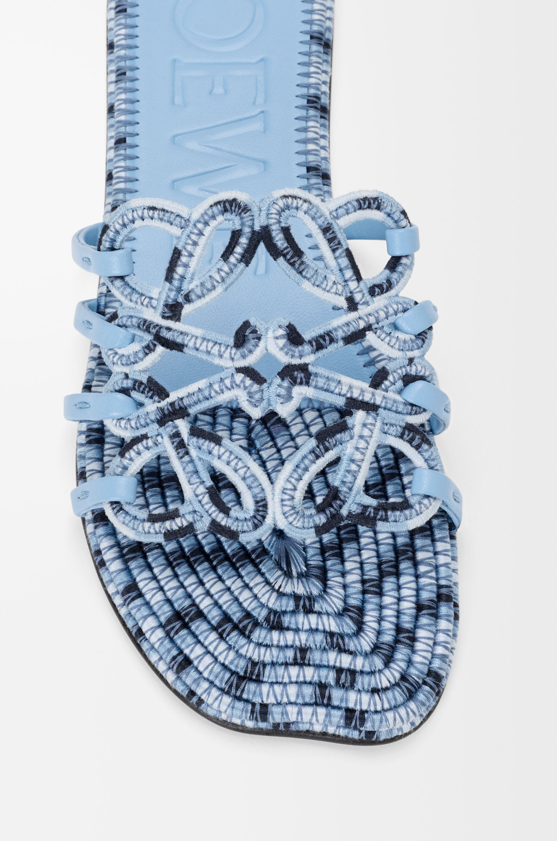 LOEWE Petal Anagram slide in embroidered canvas Baby Blue