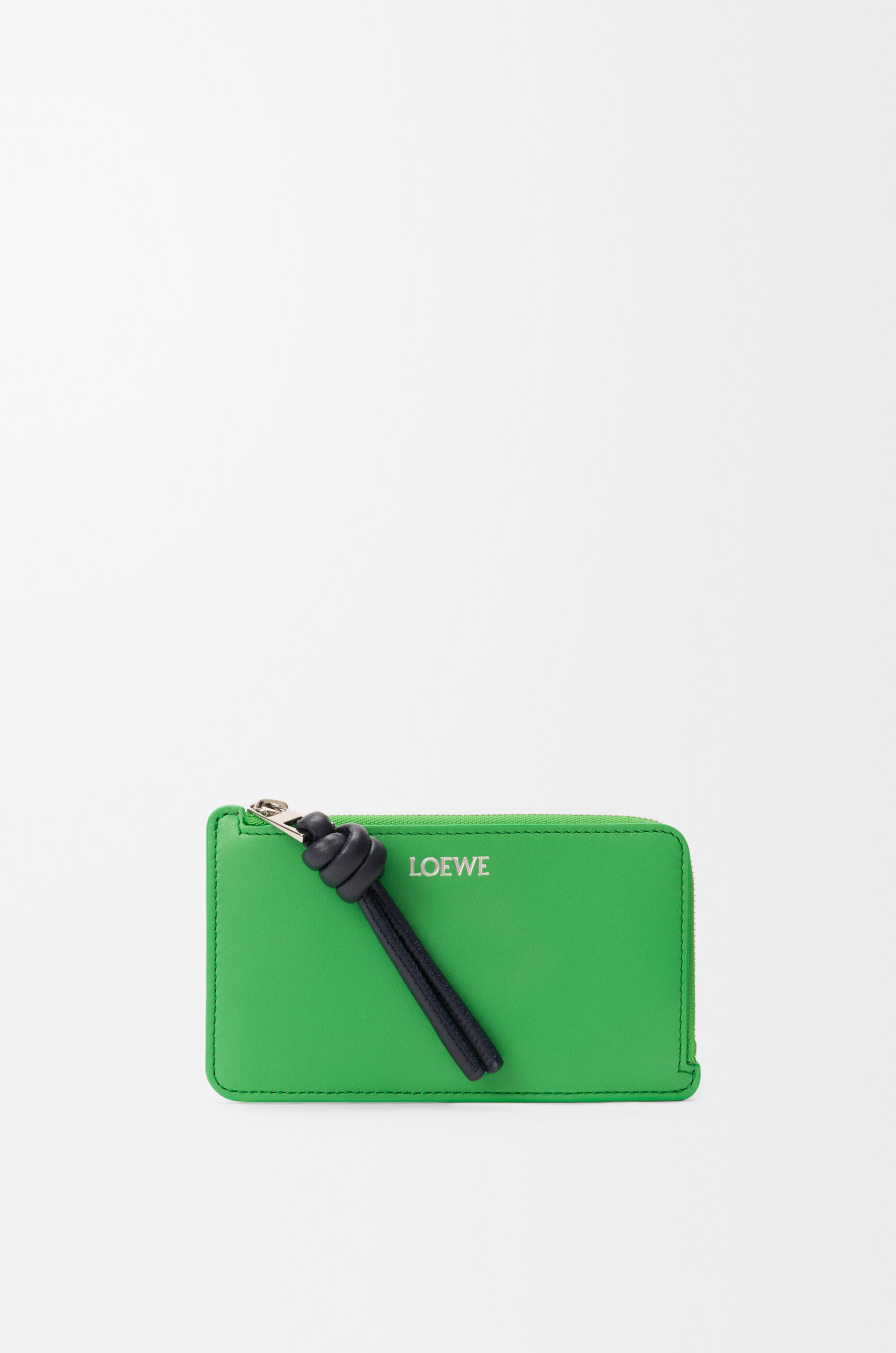 LOEWE Knot coin cardholder in shiny nappa calfskin Clover Green / Deep Navy