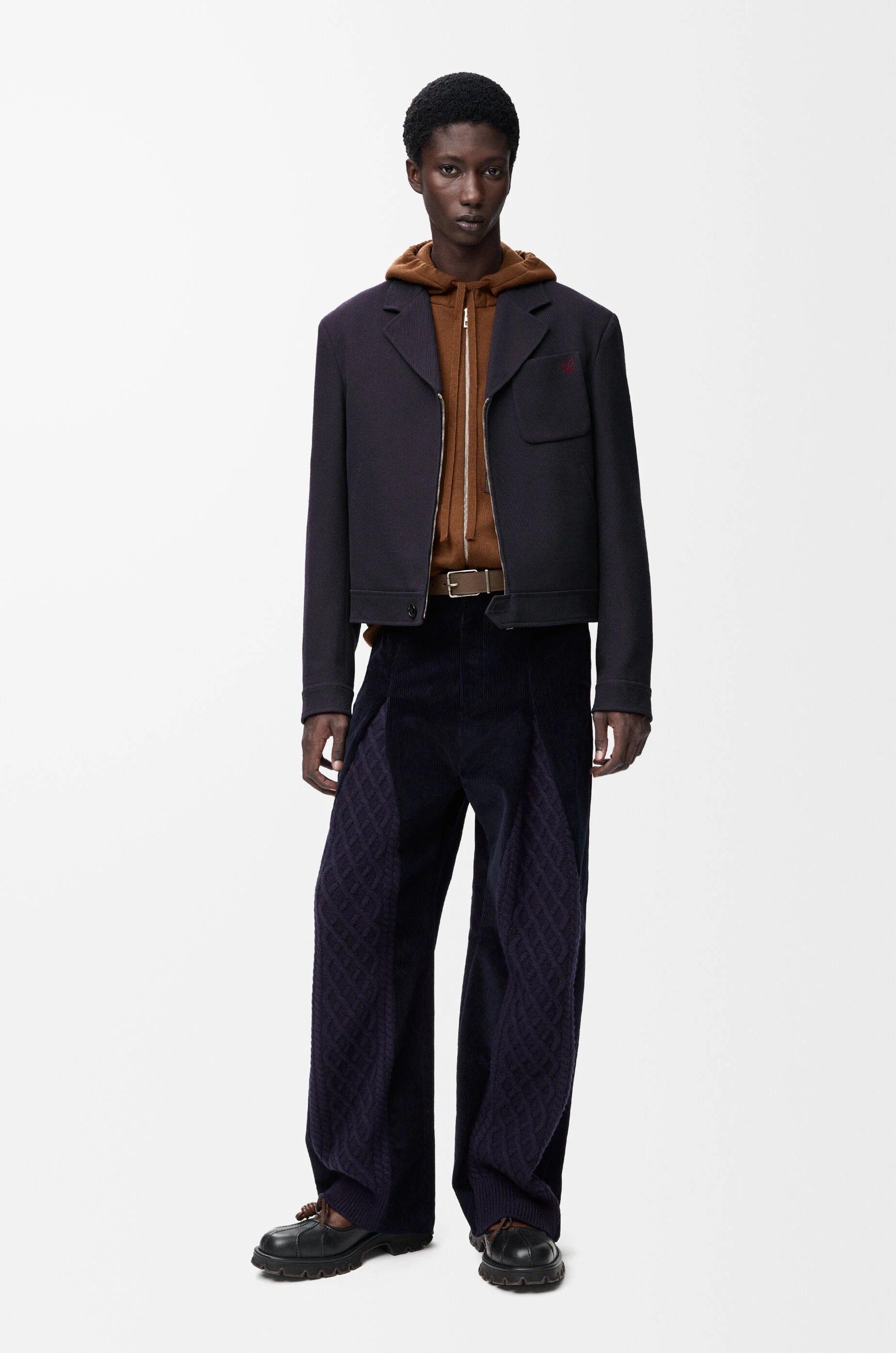 LOEWE Zip-up jacket in wool Dark Navy Blue