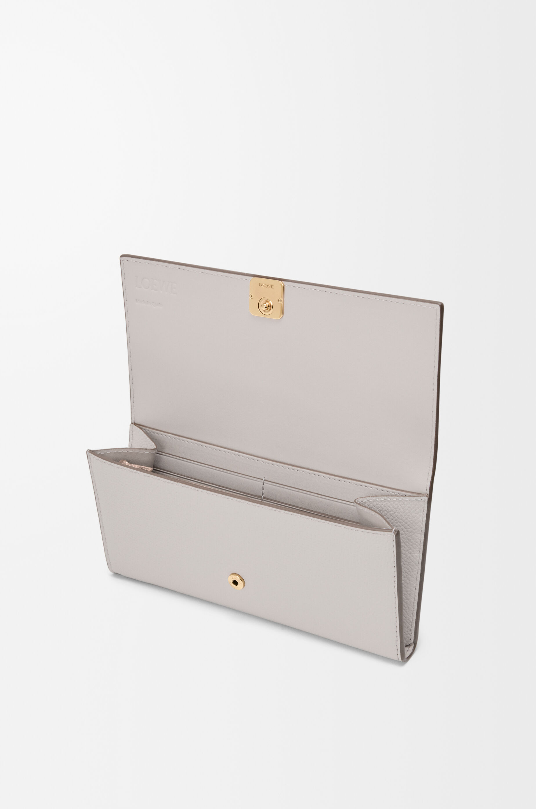 LOEWE Anagram continental wallet in pebble grained calfskin Light Ghost Grey