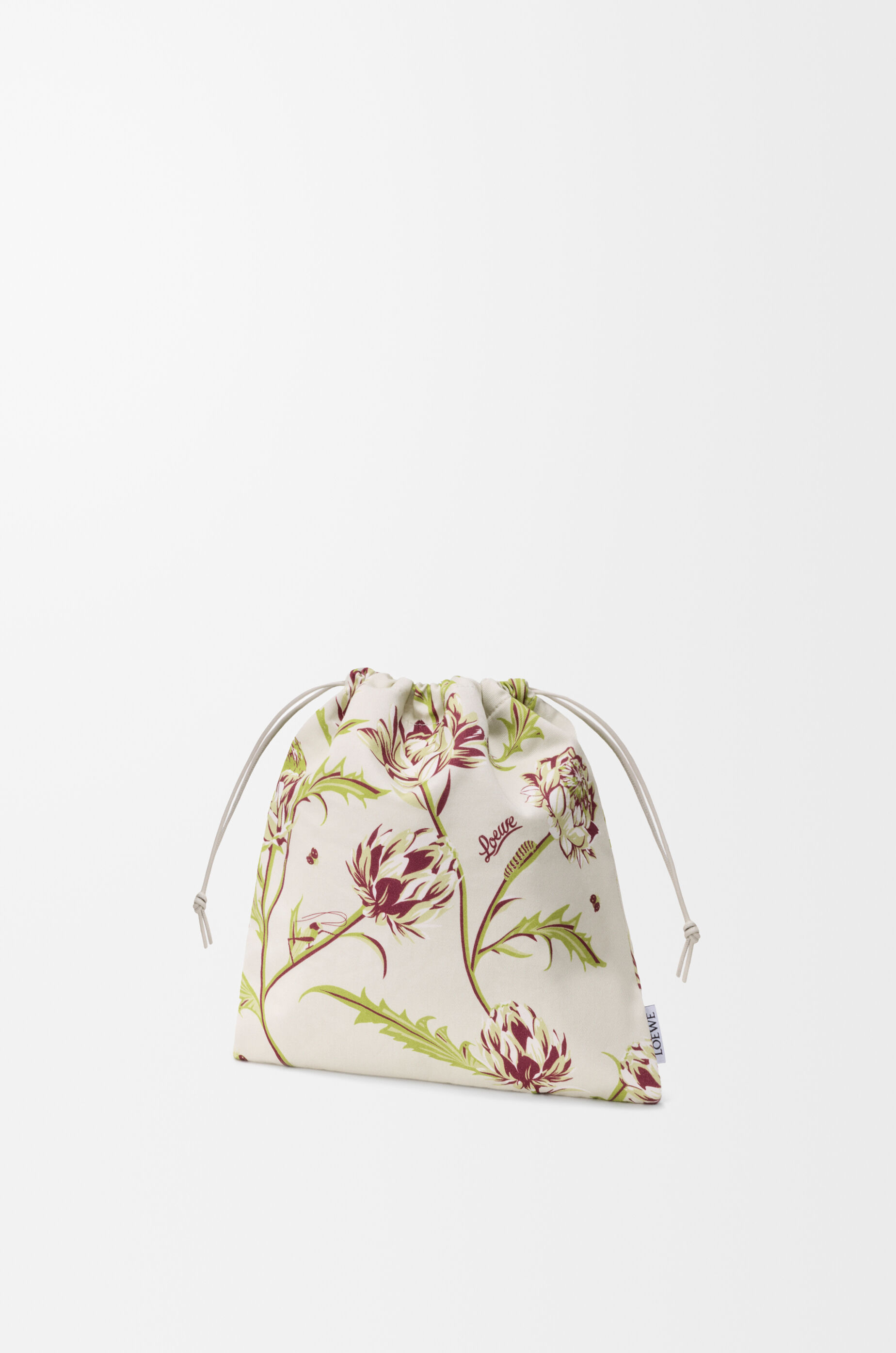 LOEWE Artichoke small drawstring pouch in canvas Soft White