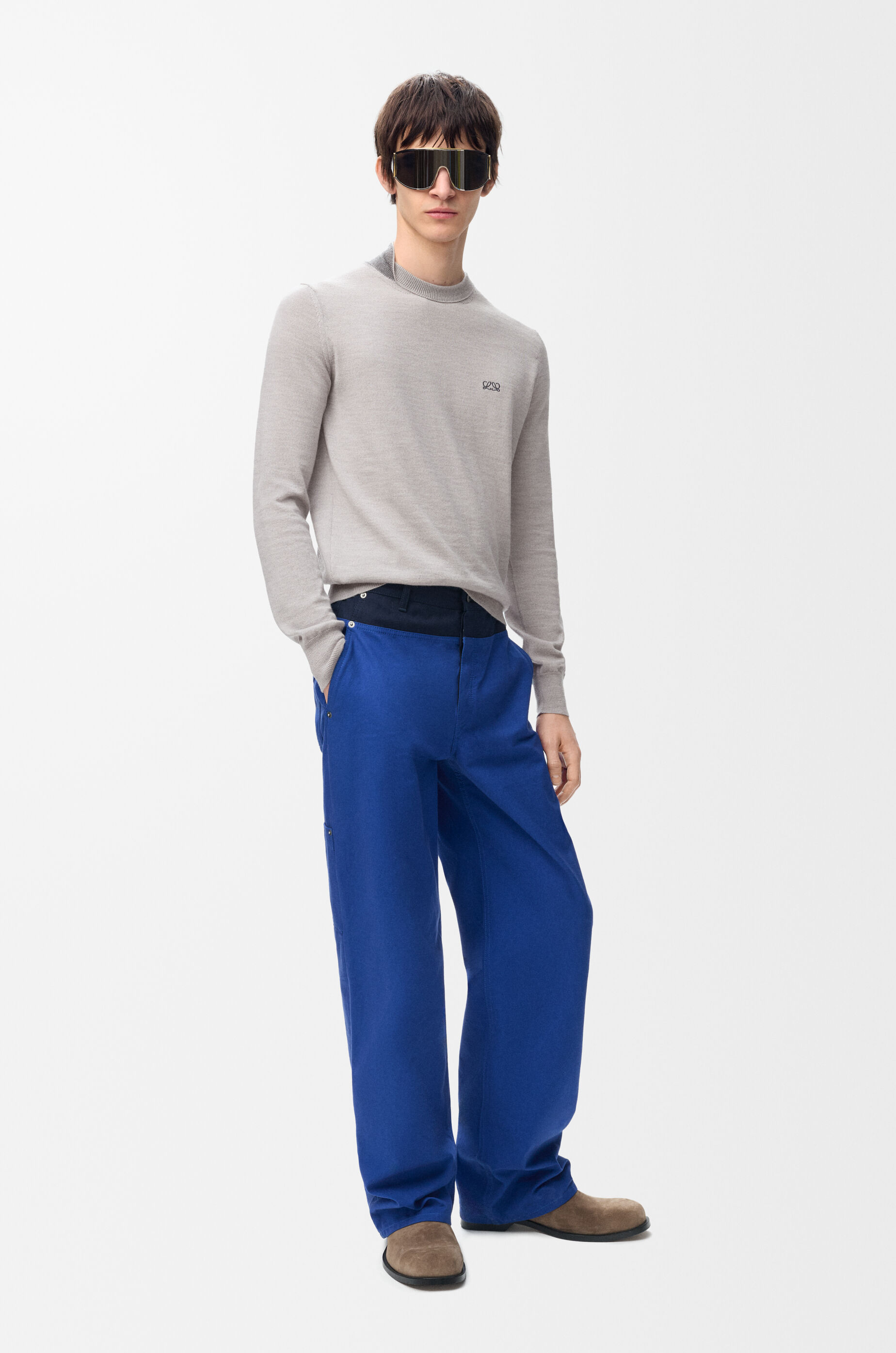 LOEWE Sweater in merino wool Light Grey/Grey