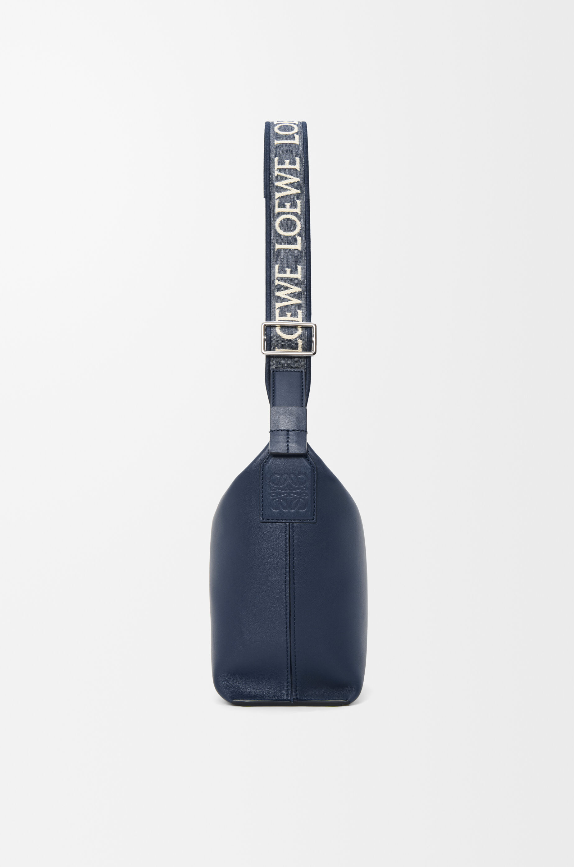 LOEWE Small Cubi crossbody bag in supple smooth calfskin and jacquard Deep Navy