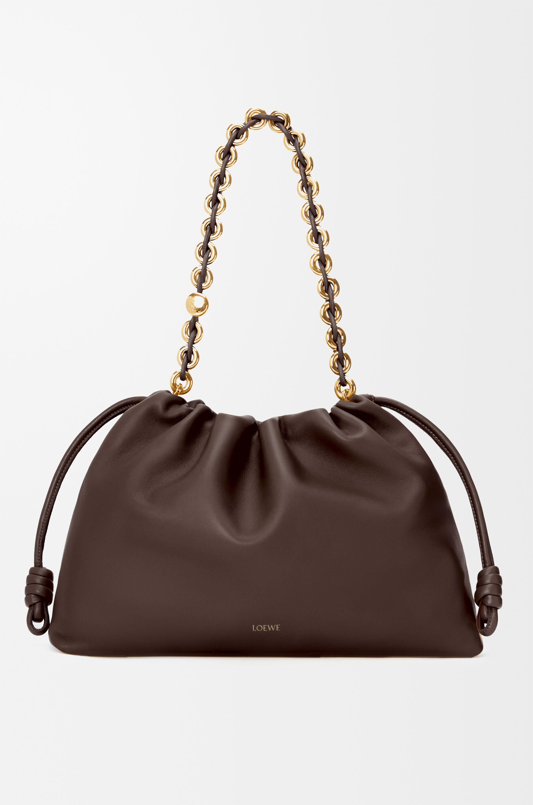 LOEWE Large Flamenco purse in mellow nappa lambskin Dark Chestnut