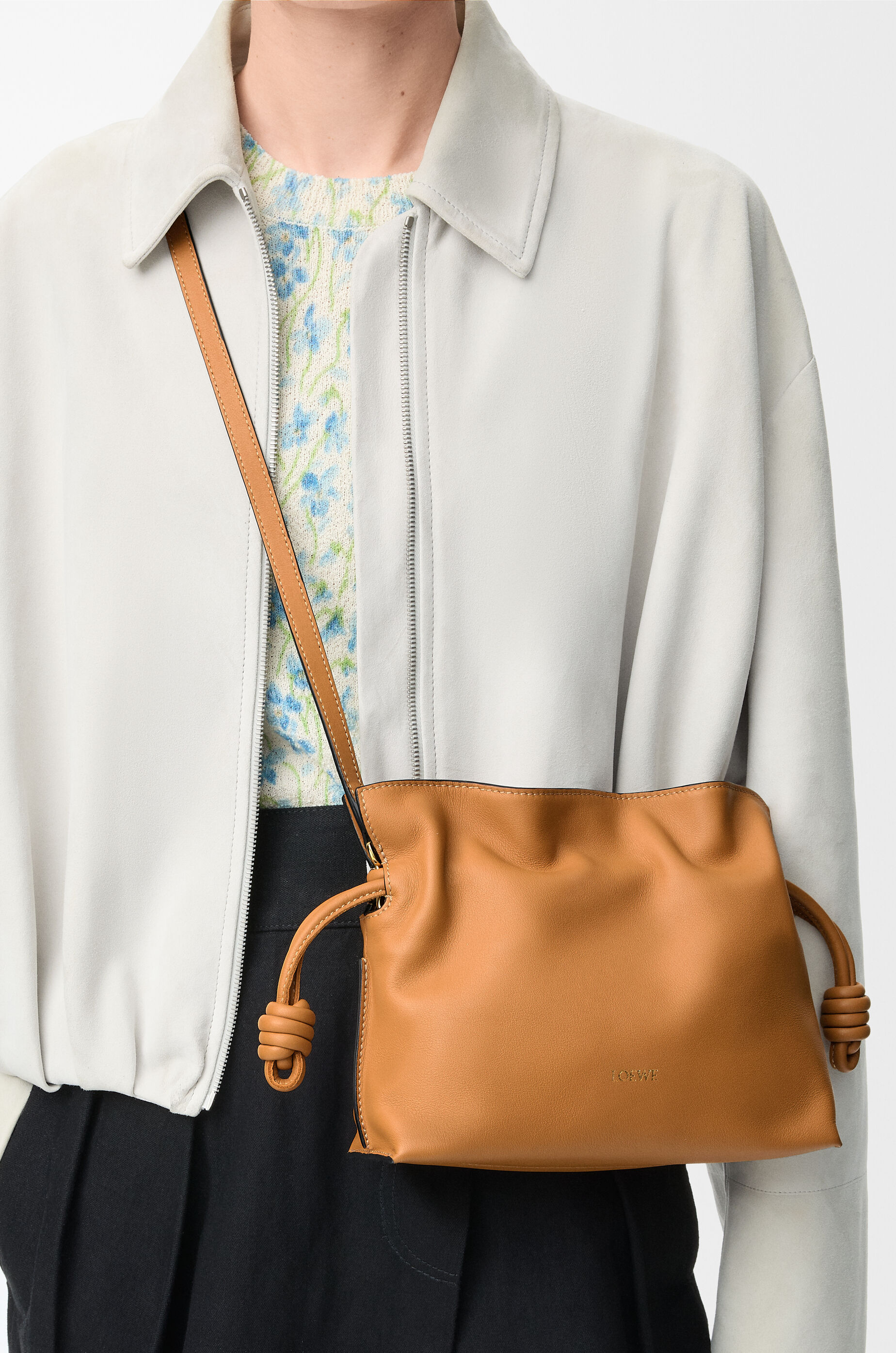 LOEWE Mini Flamenco clutch in nappa calfskin Warm Desert