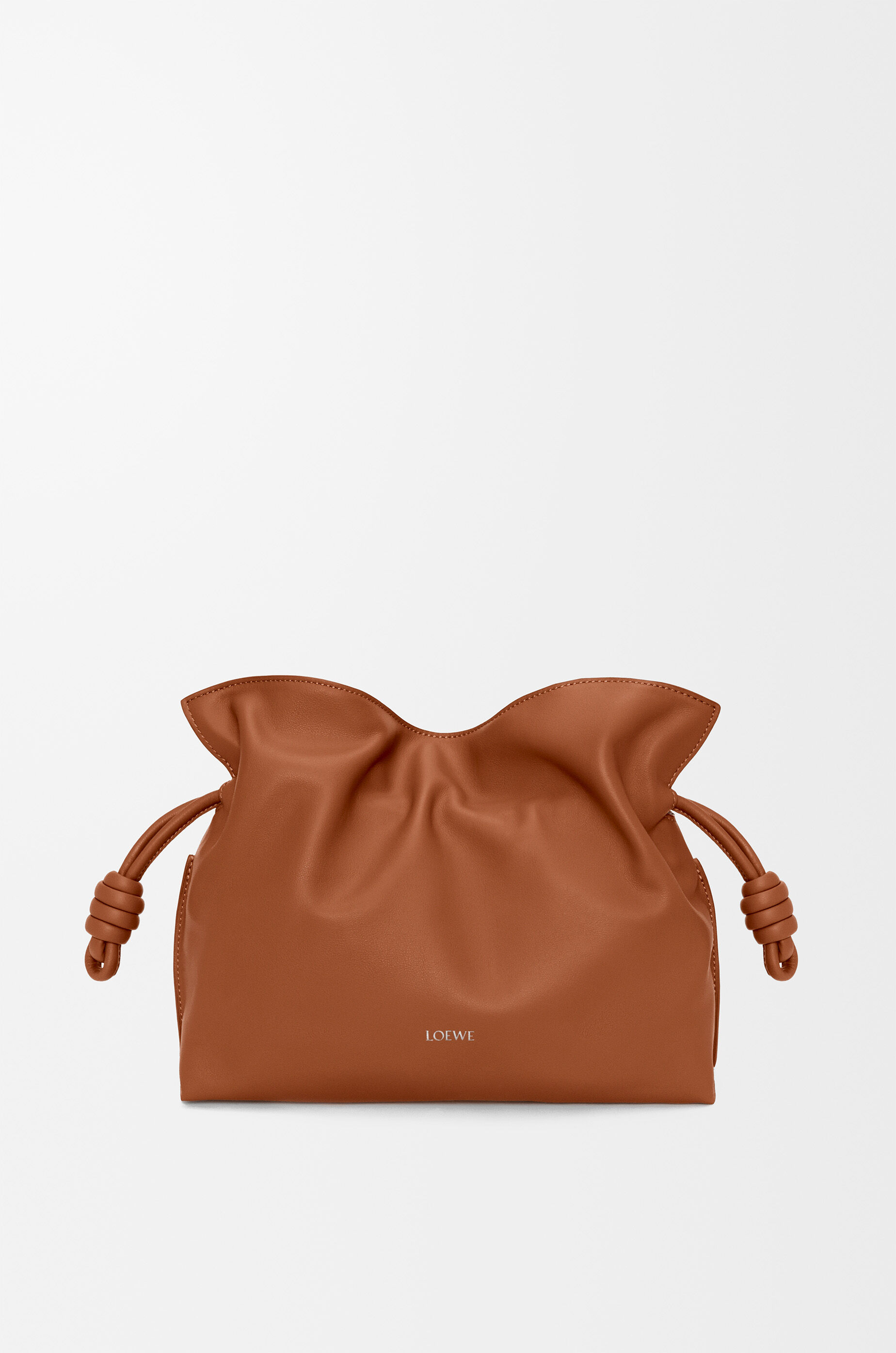 LOEWE Medium Flamenco clutch in nappa calfskin Squirrel
