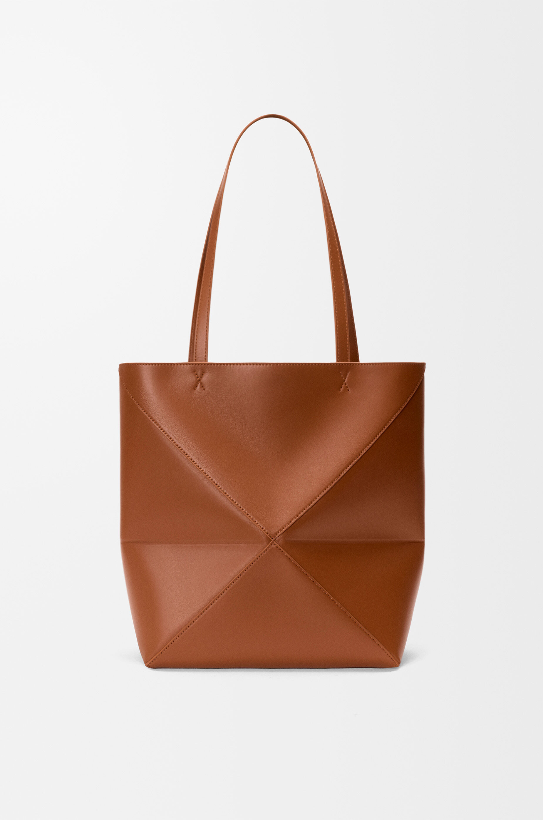 LOEWE Medium Puzzle Fold tote in shiny calfskin Squirrel