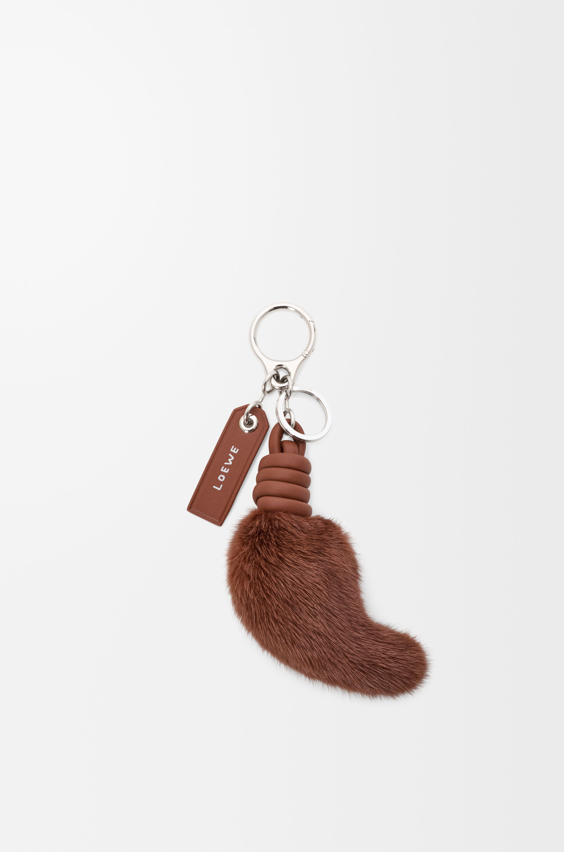 LOEWE Lion tail charm in mink and calfskin Pecan