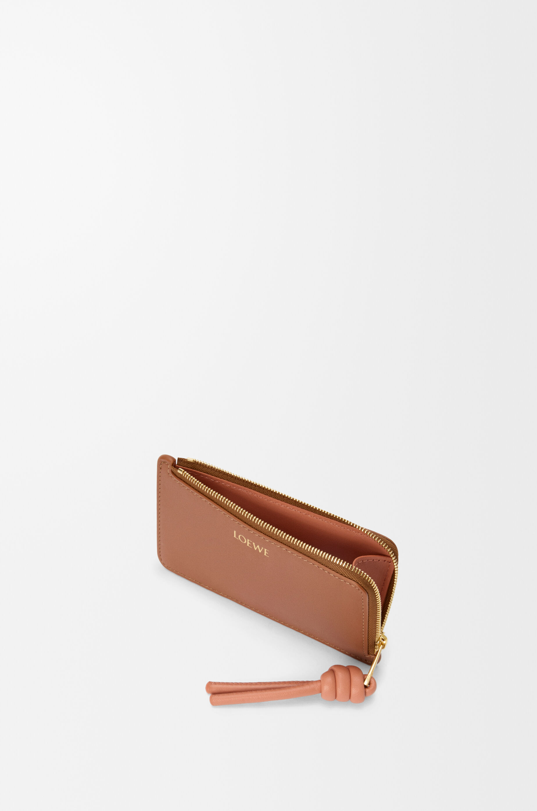 LOEWE Knot coin cardholder in shiny nappa calfskin Tan/Papaya