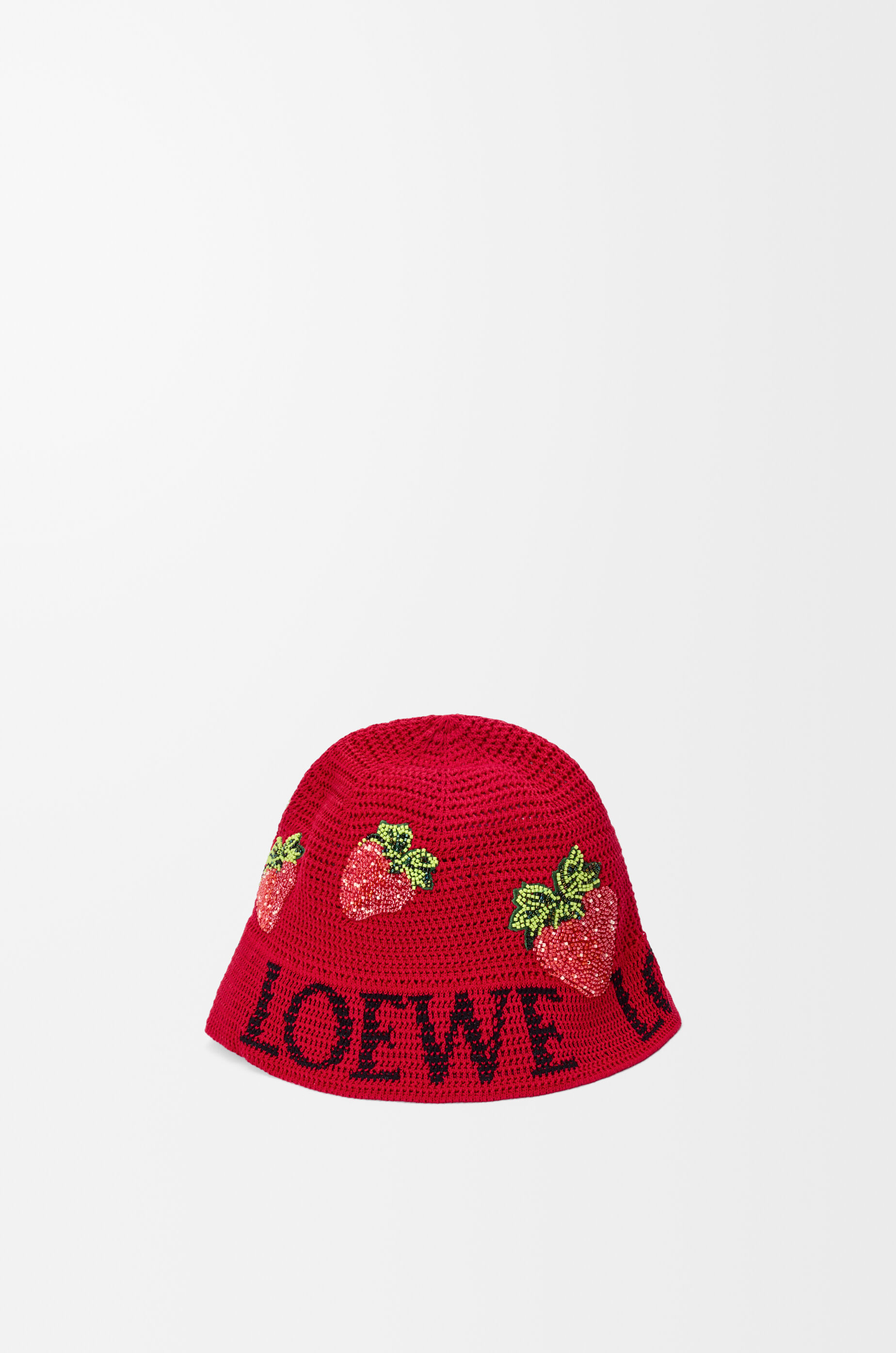 LOEWE Strawberry bucket hat in cotton Red