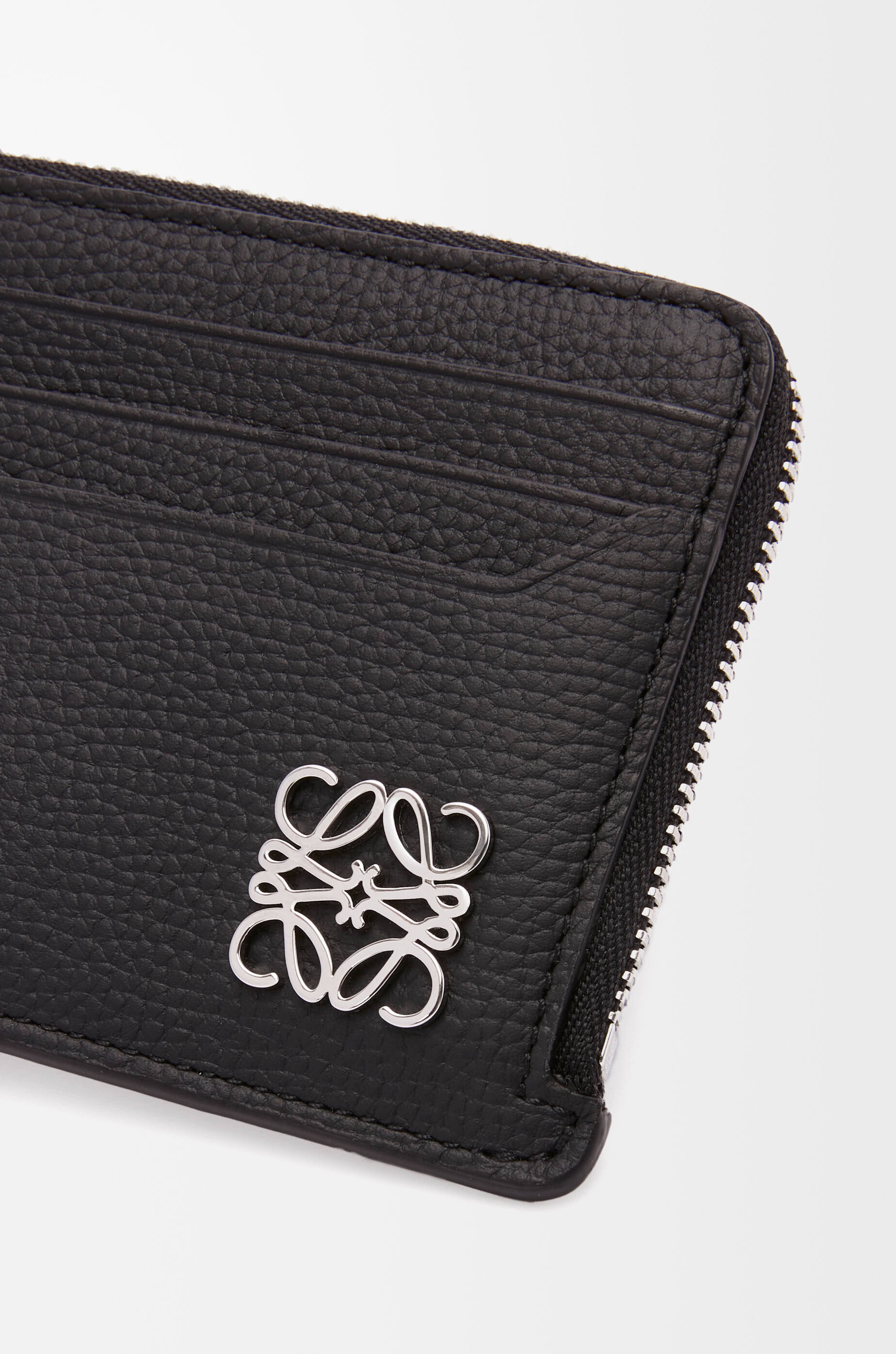 LOEWE Anagram square coin cardholder in pebble grained calfskin Black