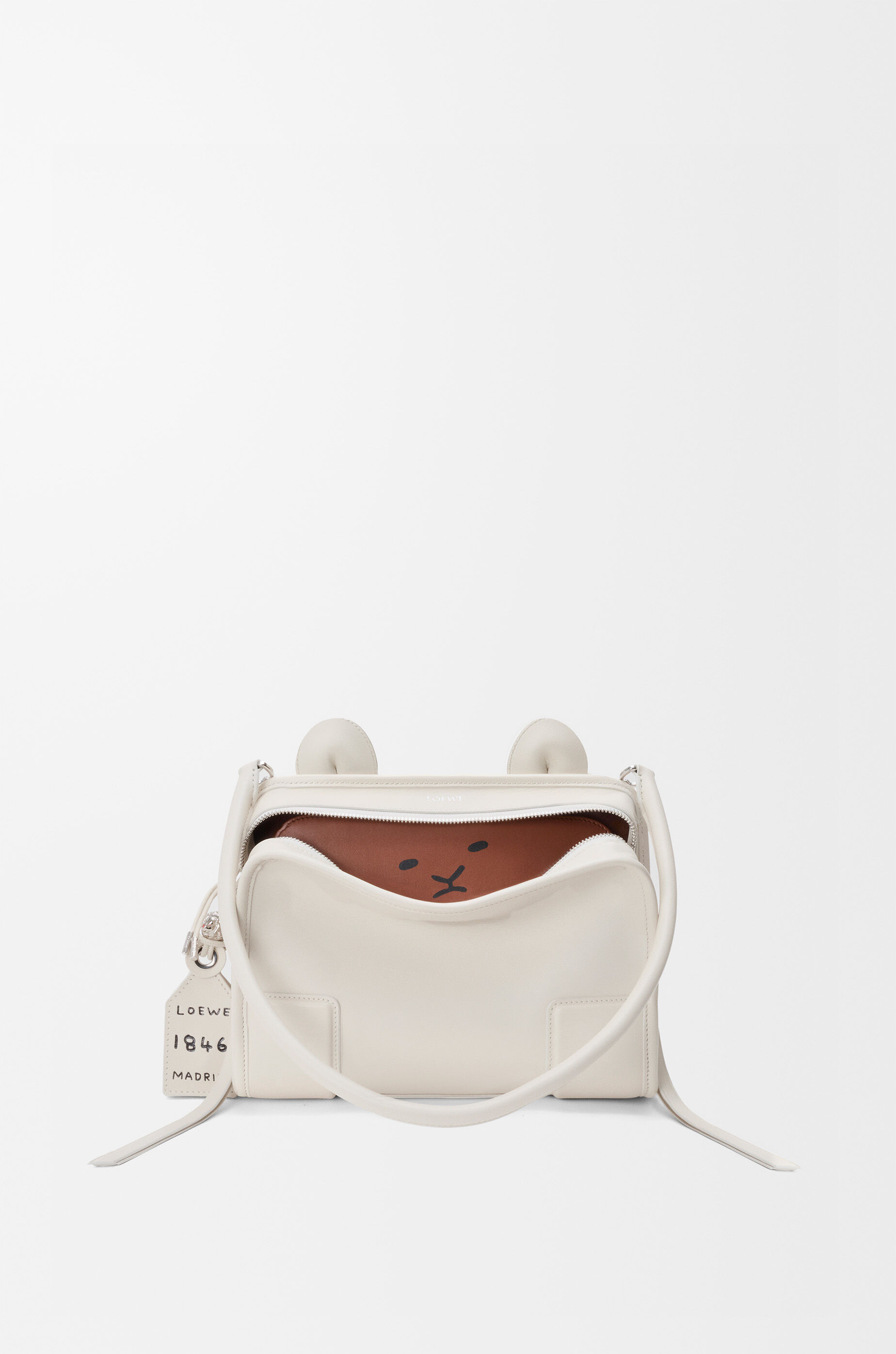 LOEWE Small Lion Intarsio Amazona 180 bag in calfskin Soft White