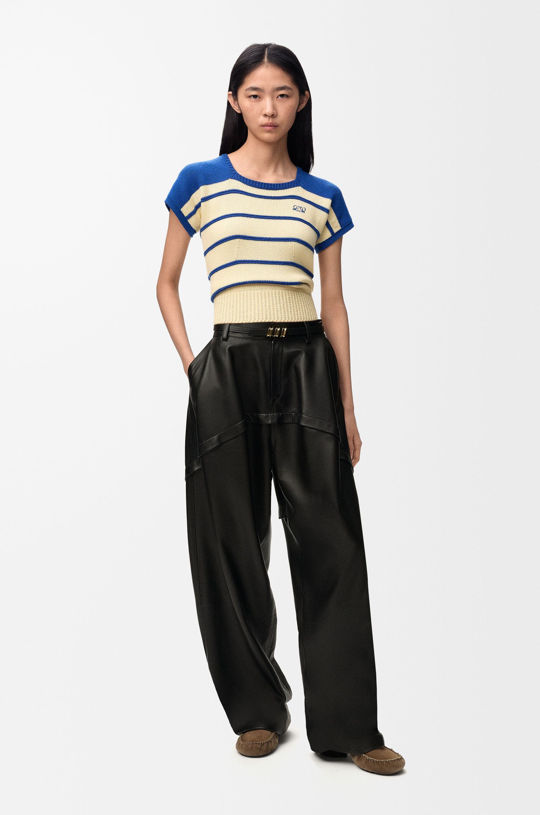 LOEWE Sleeveless sweater in cotton and wool Yellow/Blue