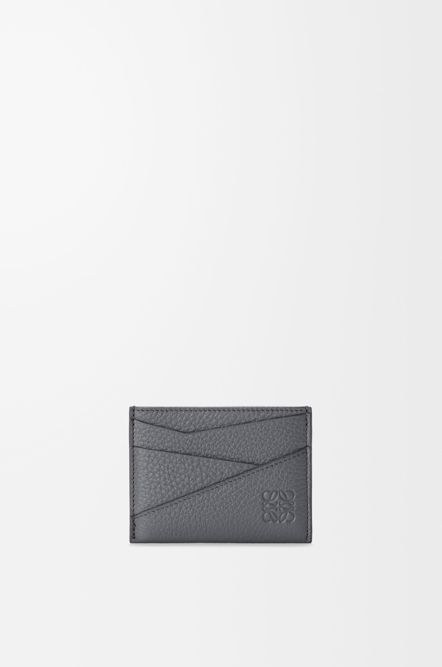 LOEWE Puzzle plain cardholder in supple grained calfskin Blue Grey