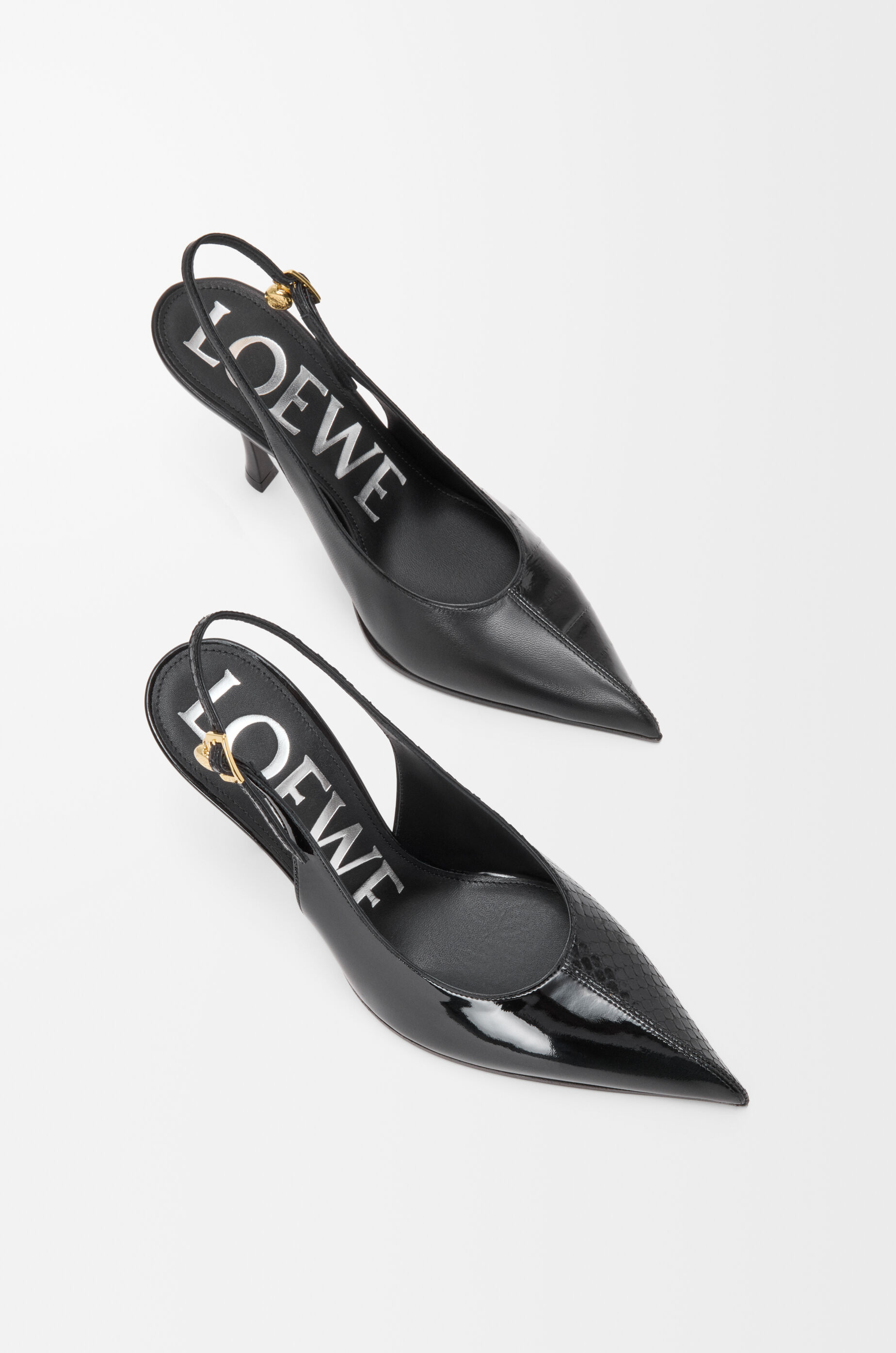 LOEWE New Comic slingback pump in mixed leather Black