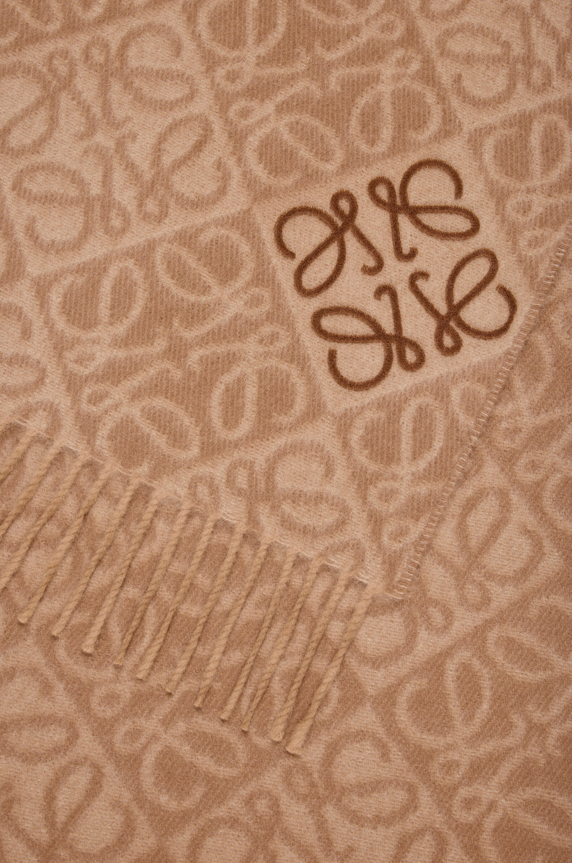LOEWE Anagram scarf in wool and cashmere Mocha