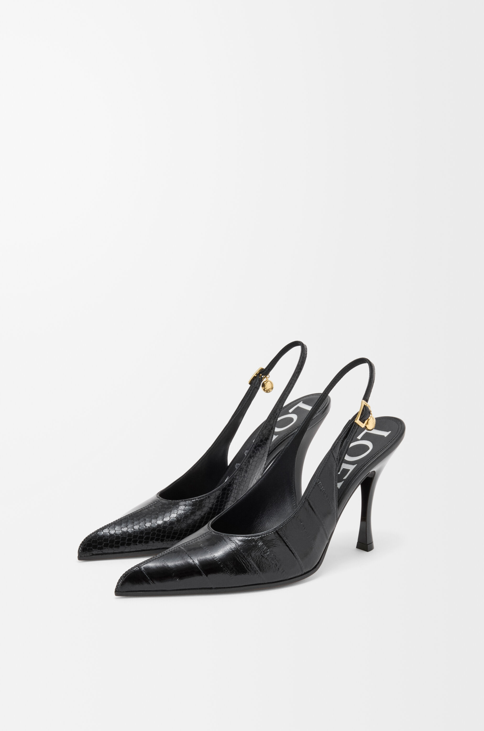 LOEWE New Comic slingback pump in mixed leather Black