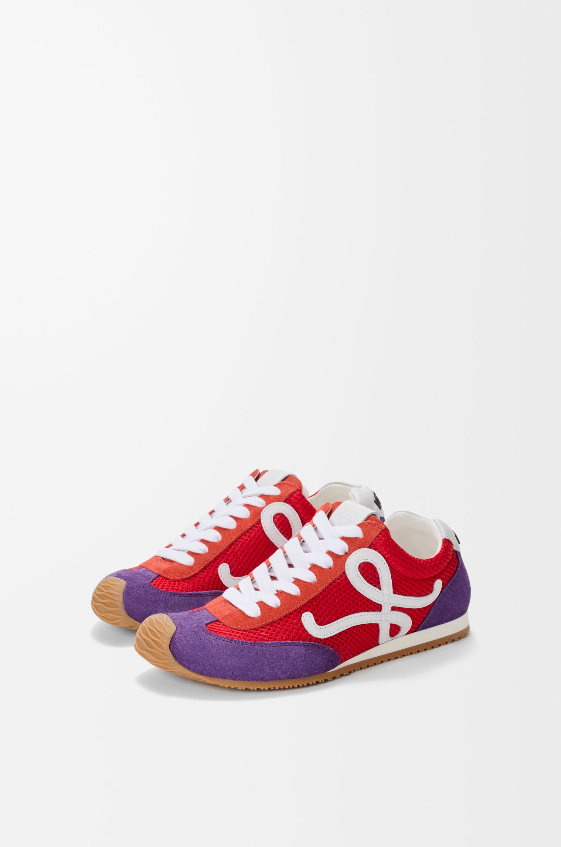 LOEWE Ballet Runner 2.0 in suede and mesh Red/White/Purple
