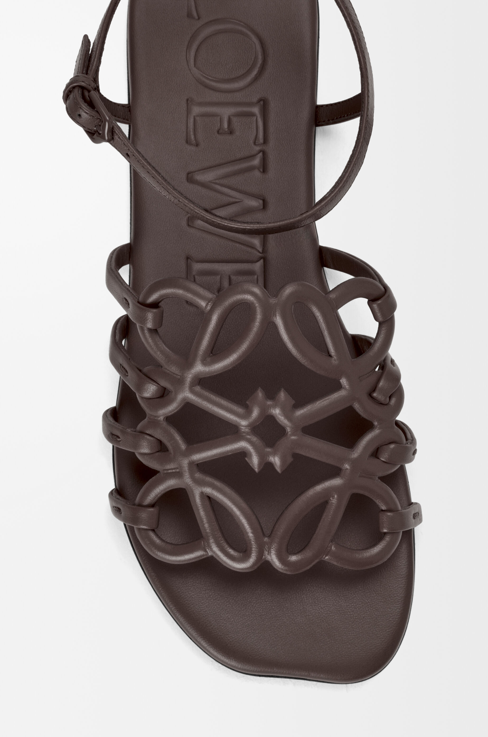 LOEWE Petal Anagram sandal in calfskin Dark Brown