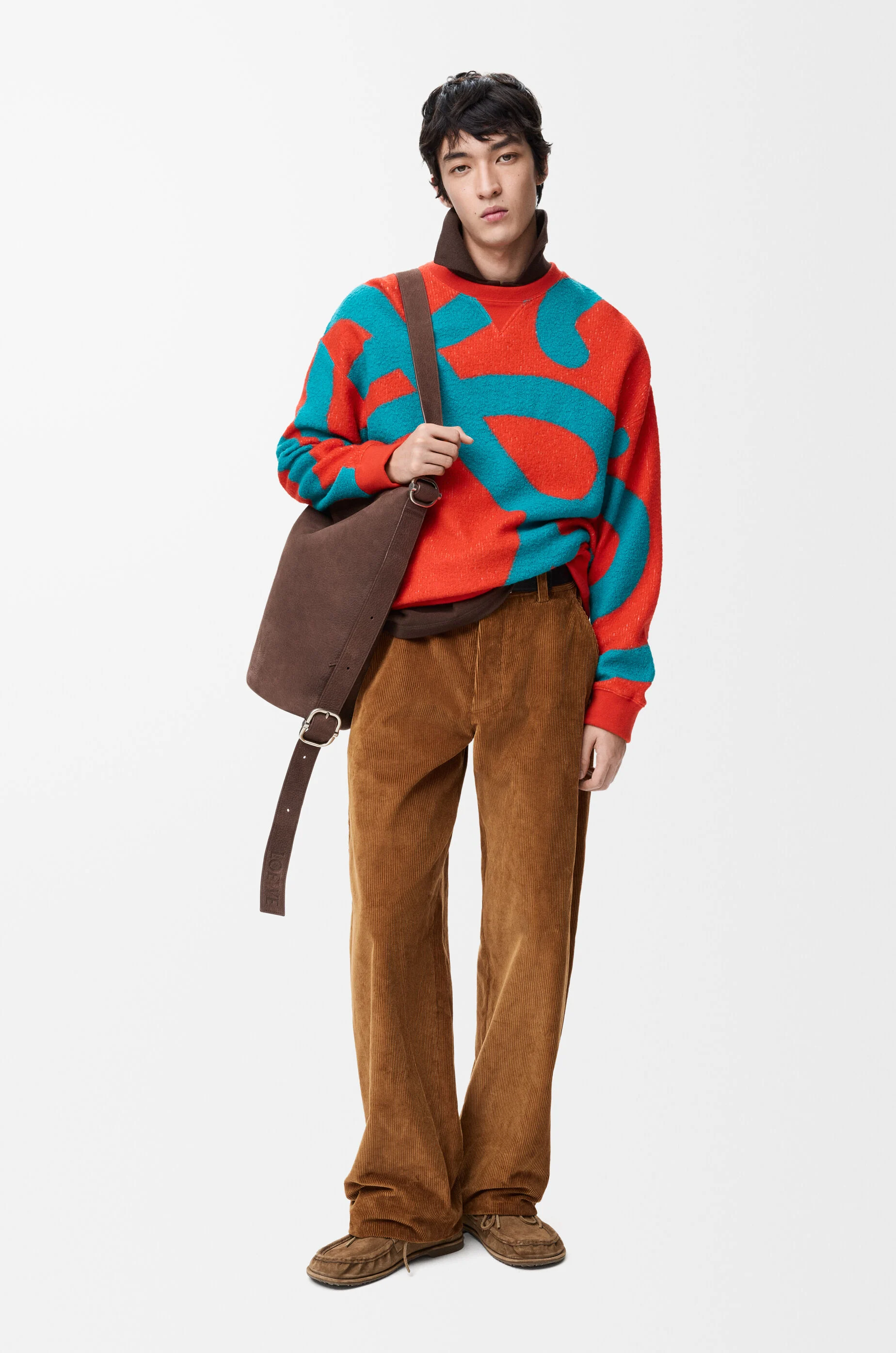 LOEWE Sweatshirt in wool and cotton Blue/Orange